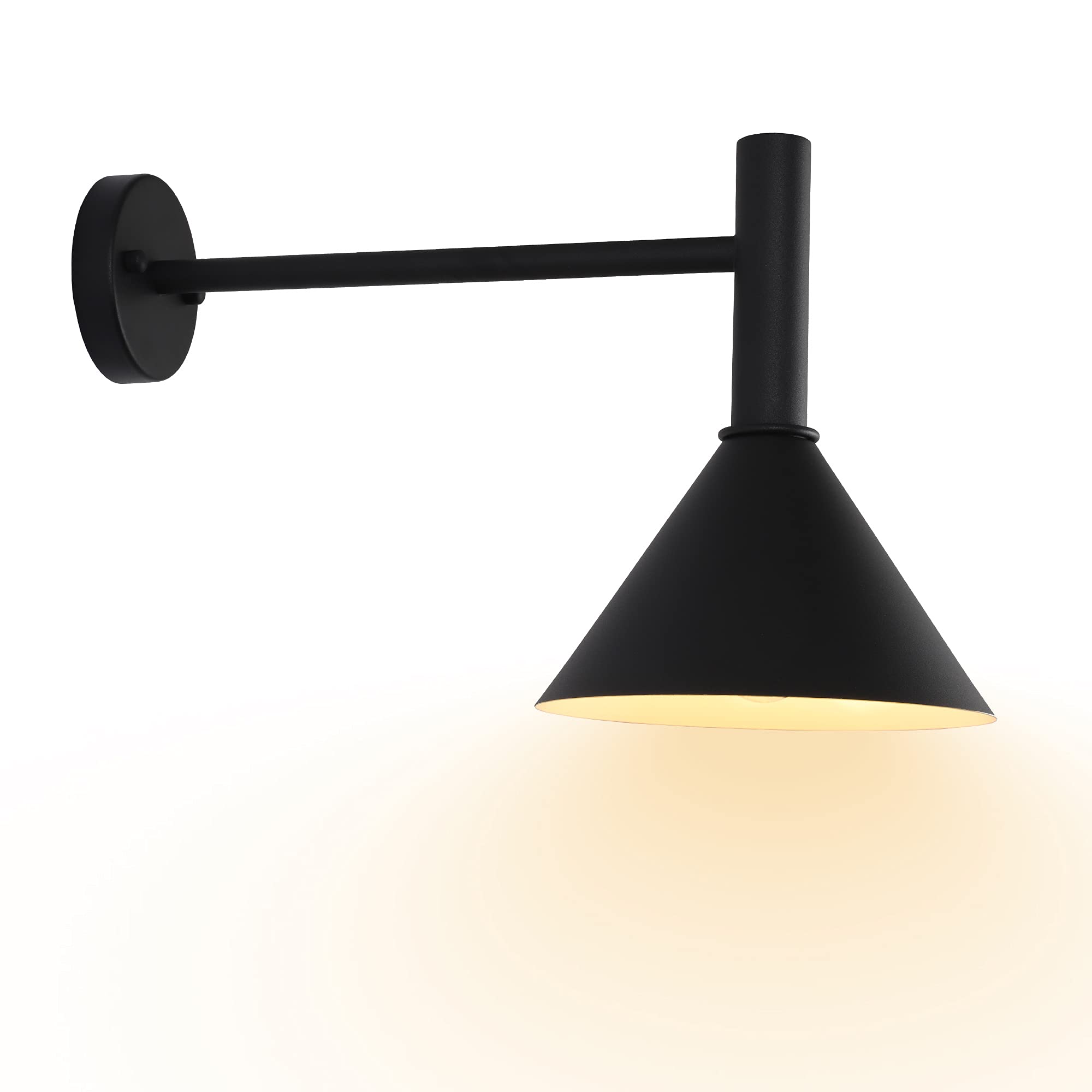 17in. Satin Black Outdoor Gooseneck Barn Light Fixture with 13in. Long Extension Arm - Wall Sconce Farmhouse, Vintage, Antique Style Lighting for Porch, Garage, Shed & Exterior Decor
