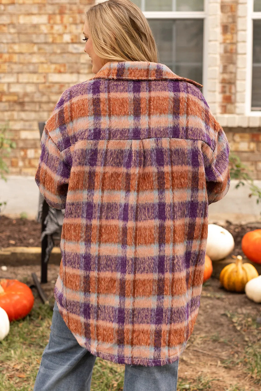 Plus Size Plaid Collared Long Sleeve Jacket for Women - Stylish Fall & Winter Outerwear for Work, Dating & Casual Outfits