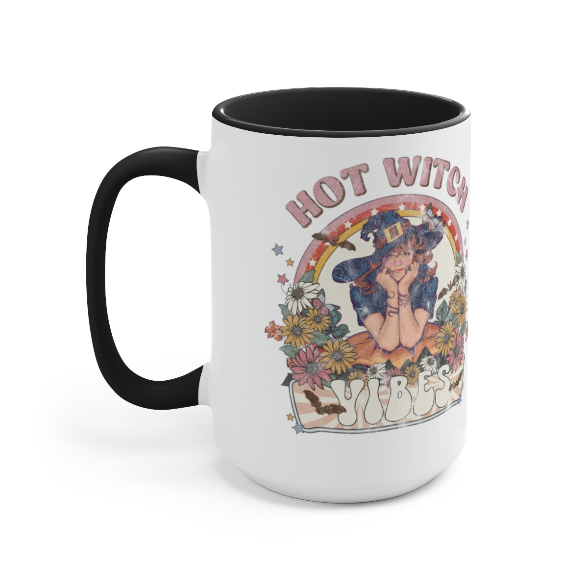 15 oz Retro Witch Coffee Mug - Halloween Witch Vibes Ceramic Cup for Coffee, Tea & Hot Drinks - Perfect for Halloween Parties, Witch-Themed Decor & Gifts