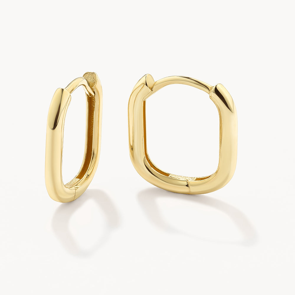 10k Gold Oval Paperclip Huggie Earrings - Minimalist Dainty Hoop Earrings for Women, Everyday Wear & Gift Giving