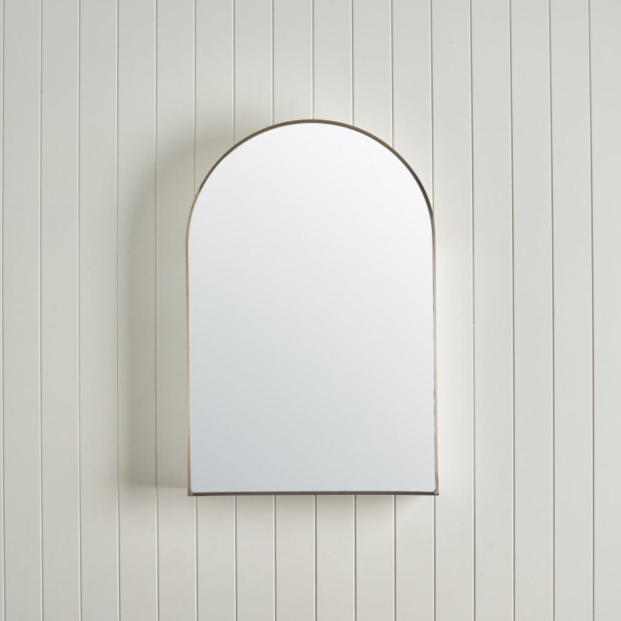 Modern Arch Mirror Cabinet with Warm Brushed Nickel Finish - Perfect for Bathroom Vanity & Bedroom Decor