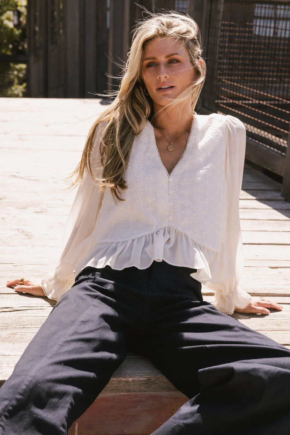 Elegant Mary Lace Blouse for Women - Vintage Floral Embroidery Top - Final Sale - Perfect for Weddings, Parties & Office Wear