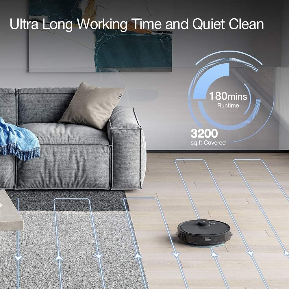 ECOVACS DEEBOT T8+ Robot Vacuum and Mop Combo with Laser Mapping, 3D Obstacle Detection - Smart Self-Charging Robotic Cleaner for Hardwood Floors & Carpets | Perfect for Pet Hair, Large Homes & Daily Cleaning