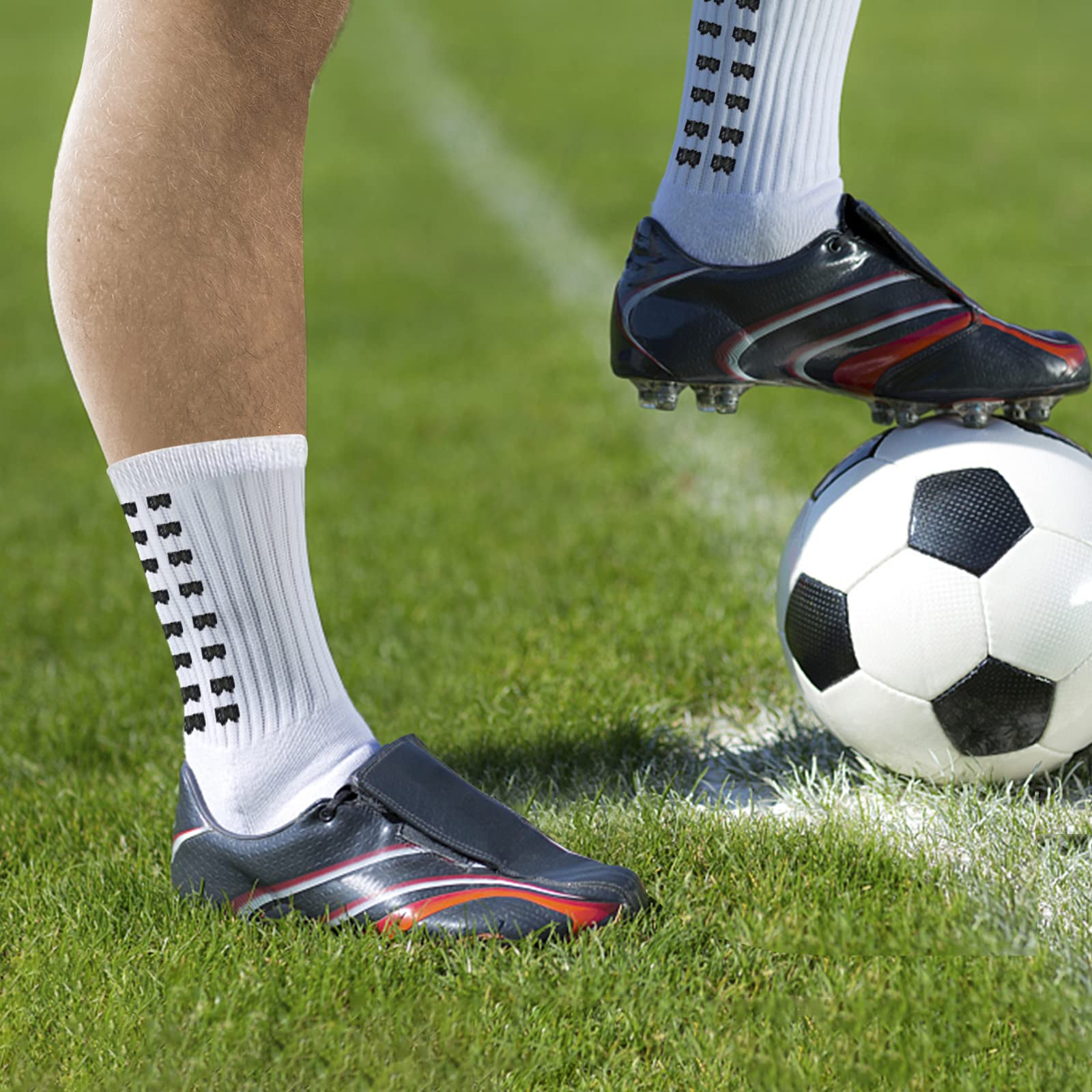 Men's Non-Slip Grip Soccer Socks - 4 Pairs Breathable Sports Socks for Football, Basketball & Running - Perfect for Training, Games & Outdoor Activities