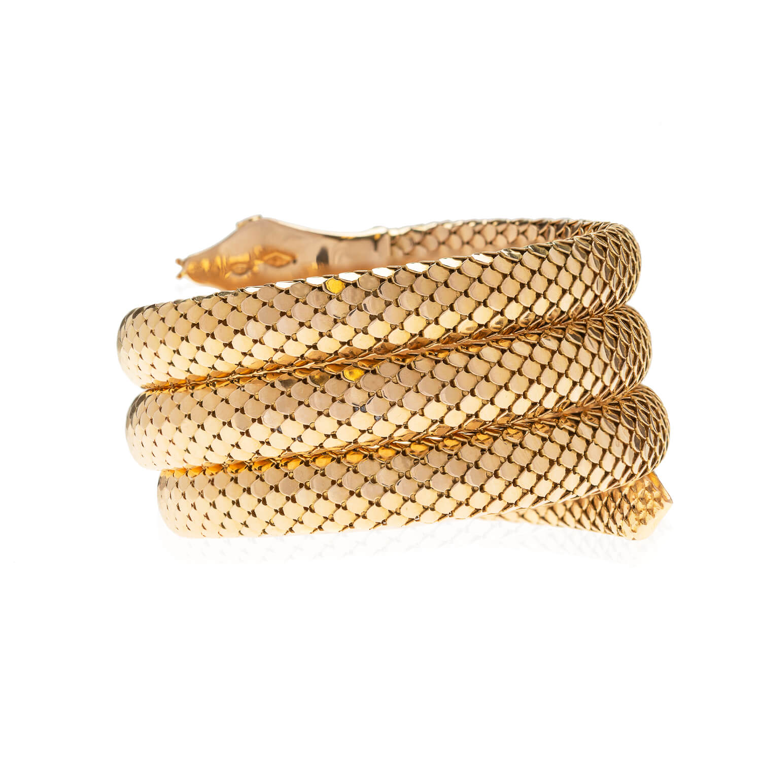 18K Gold Retro Ruby Snake Wrap Bracelet - 101.1g Elegant Vintage Jewelry for Women - Perfect for Parties, Weddings & Special Occasions