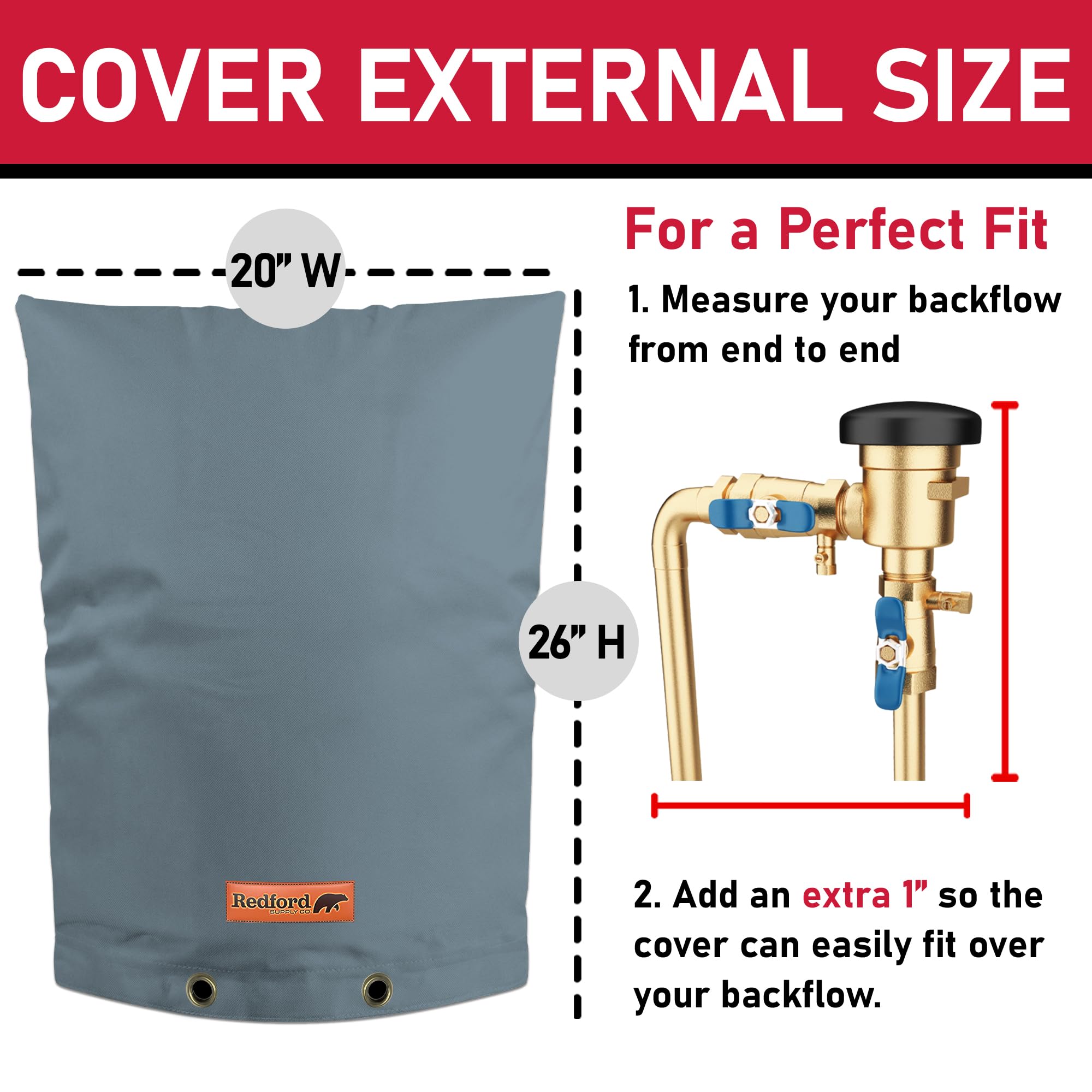 Redford Supply Co. Extreme Cold Snap (0°F) Double Wall EVA Backflow Preventer Insulation Cover - Weatherproof Sprinkler Valve Cover, Well Pump Protection, Pipe Insulator for Freezing Temperatures (20