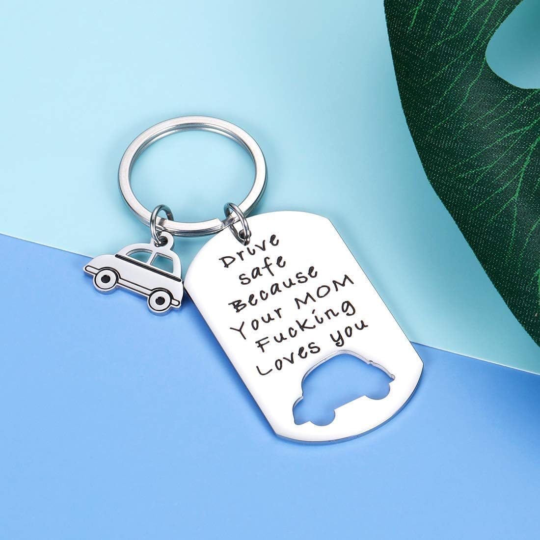 Funny New Driver Keychain - Drive Safe Gift for Teen Boys & Girls - 16th & 18th Birthday Present from Parents - Valentine's Day & College Graduation Gift for Him/Her - Perfect for Car Keys & Backpack Accessories