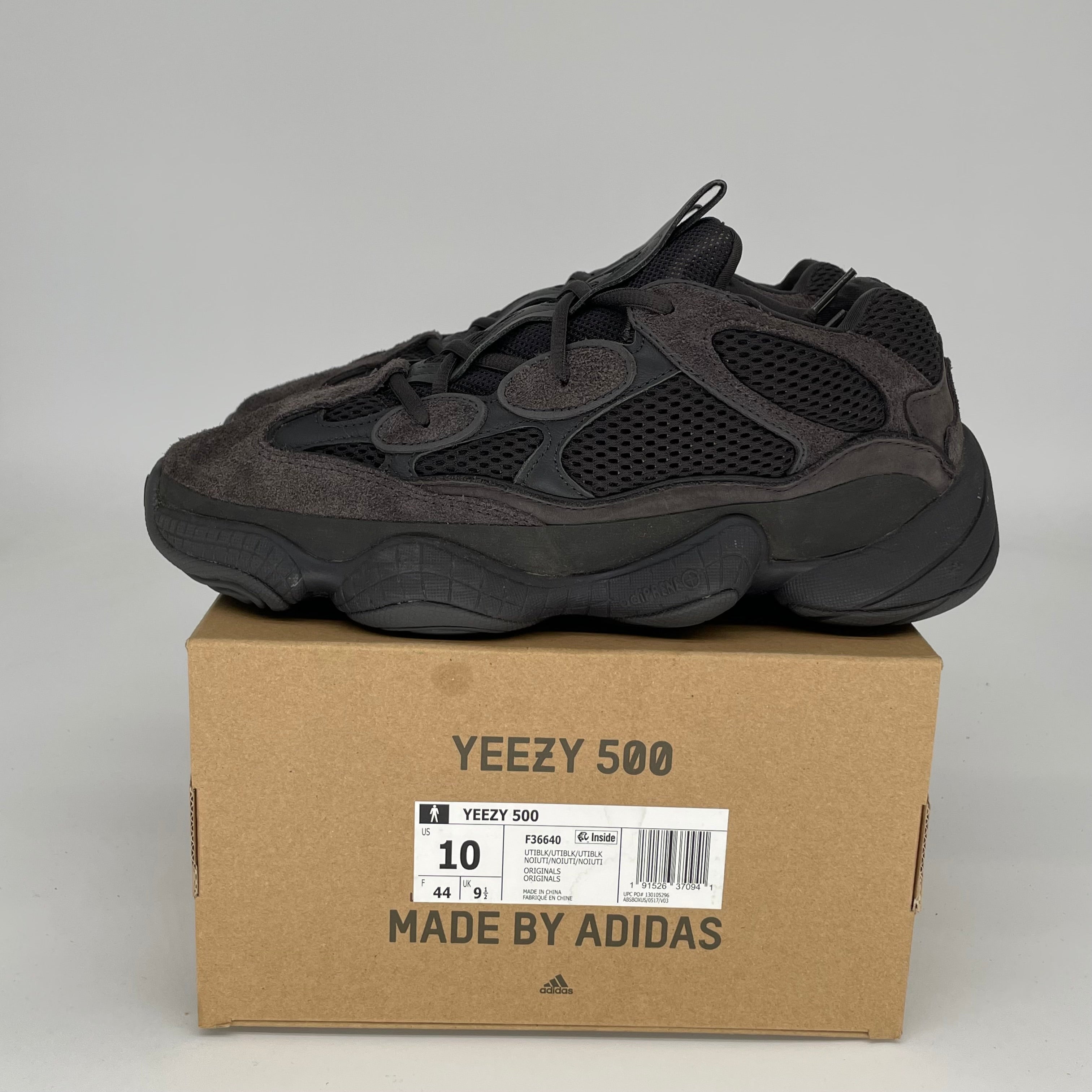 Adidas Yeezy 500 Utility Black Men's Sneakers - Size 10 (F36640) | Comfortable Running Shoes for Men, Casual Streetwear & Gym Workouts