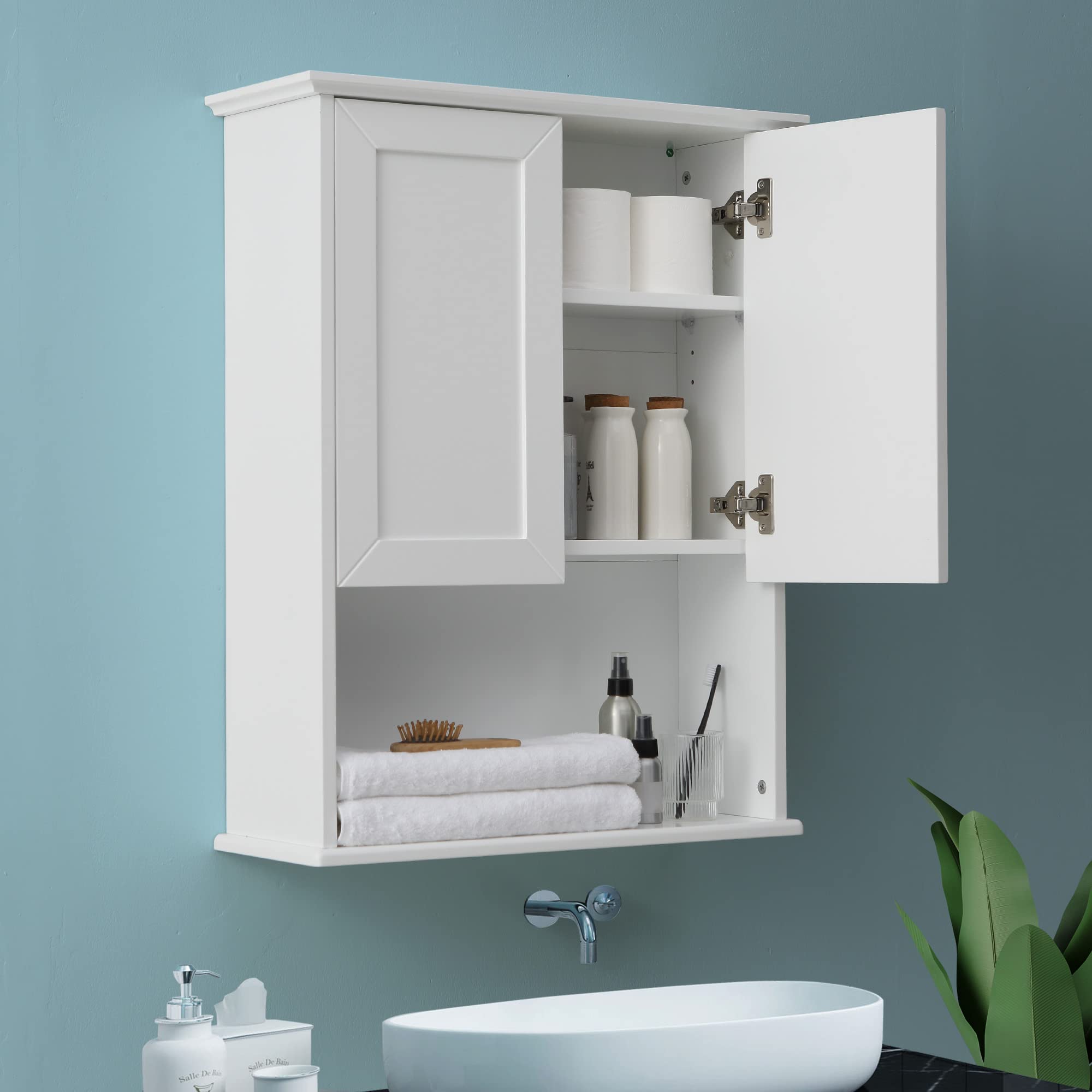 23x29 Inch Wooden Medicine Cabinet for Bathroom - Over Toilet Storage with Adjustable Shelves & Buffering Hinge, MDF Material, Large Space Cupboard | Perfect for Small Bathrooms, Powder Rooms & Apartment Storage Solutions
