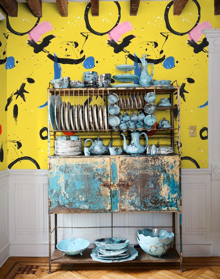 Chris Benz Yellow Marguerite Mural Wallpaper - Floral Peel and Stick Wallpaper for Bedroom, Living Room & Nursery Decor