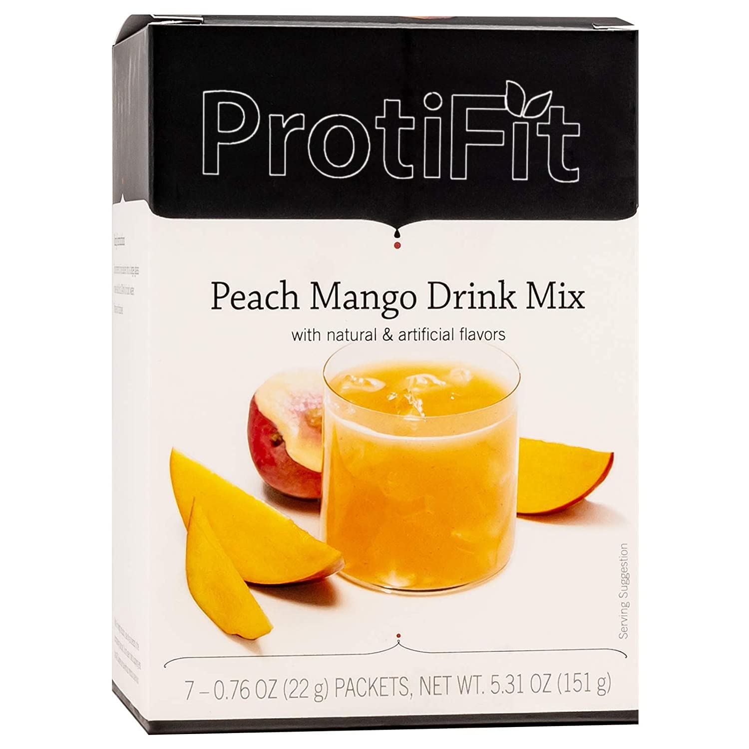 PROTIFIT High Protein Peach Mango Powder Drink Mix - 15g Protein, Low Calorie, Sugar Free, Keto & Ideal Protein Compatible, 7 Servings - Perfect for Post-Workout Recovery & Weight Management