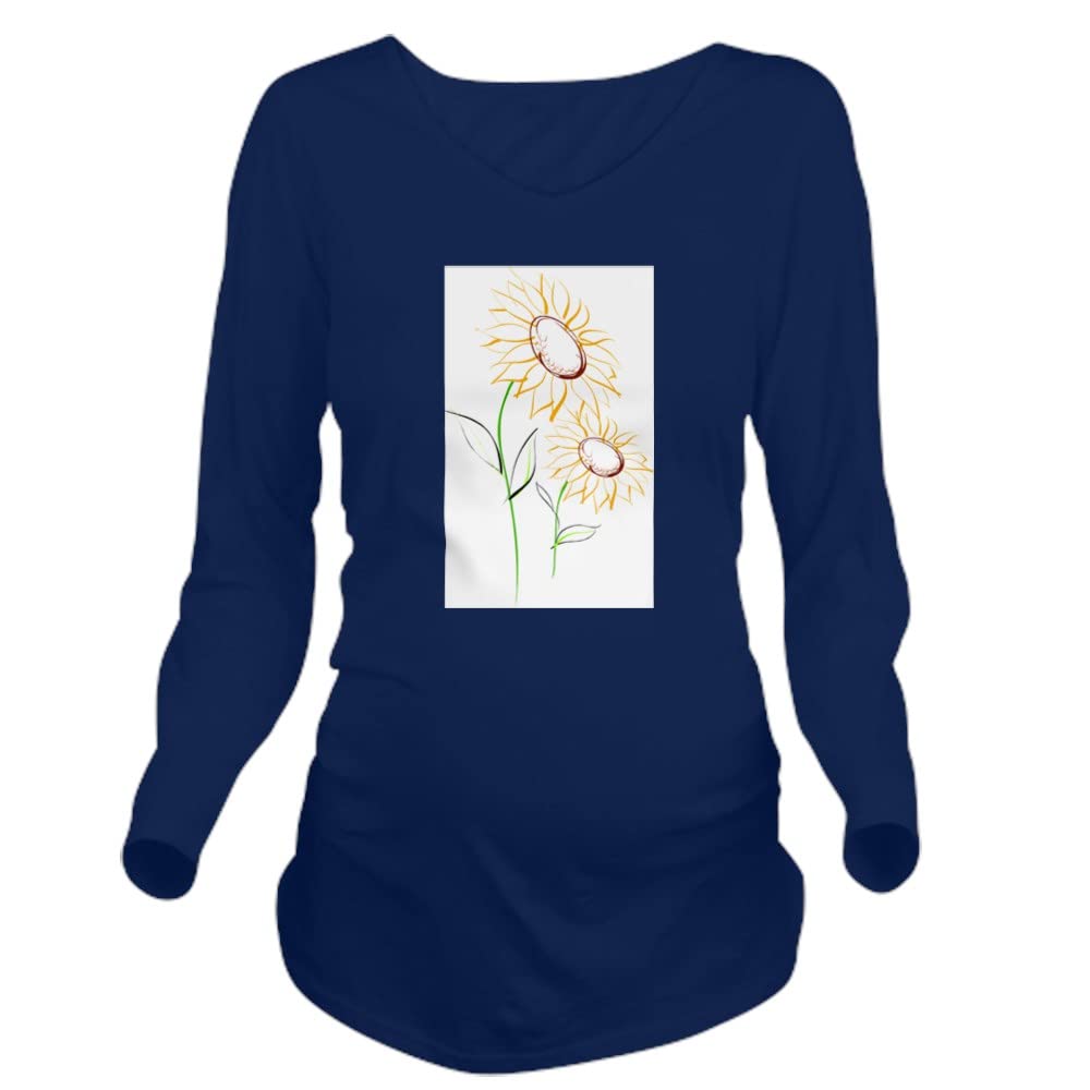 Sunflowers2 67 Long Sleeve Maternity T-Shirt - Comfortable Pregnancy Tee for Women | Perfect for Casual Wear, Maternity Photos & Everyday Outfits