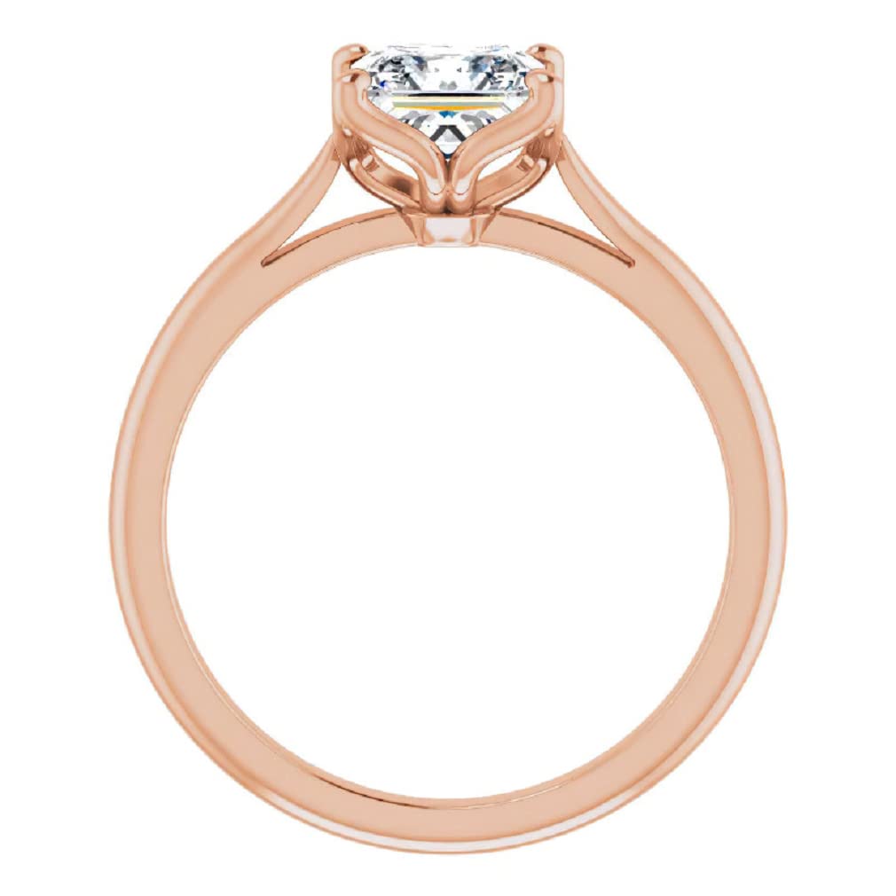 10K Solid Rose Gold Handmade Engagement Ring - 1.0 CT Princess Cut Moissanite Diamond Solitaire Wedding Band Set for Women - Perfect for Proposals, Anniversaries & Bridal Jewelry Gifts