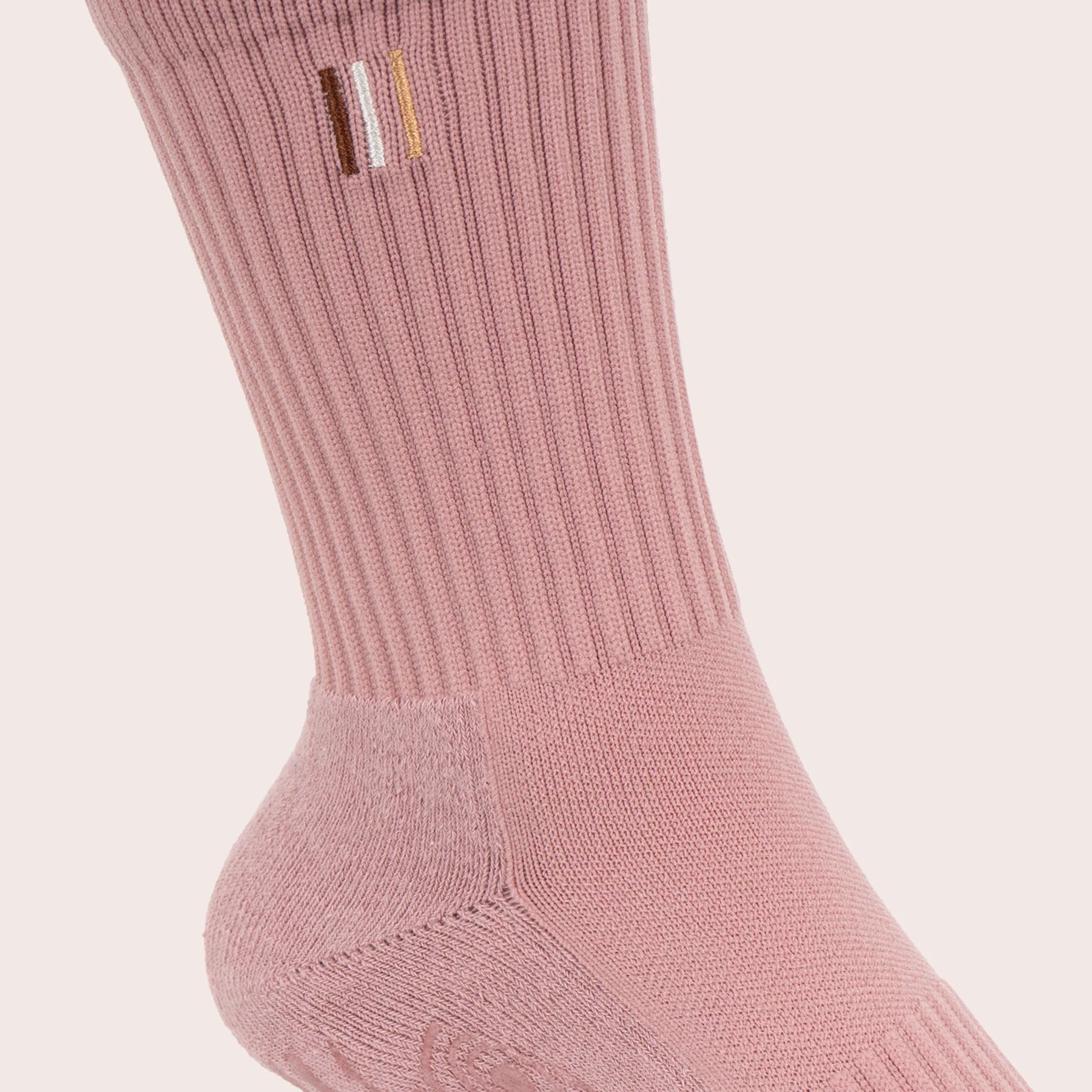 BAHE Non-Slip Grippy Crew Socks for Women & Men - Soft Cotton Mauve Ankle Socks - Perfect for Yoga, Workout, Running, and Home Use