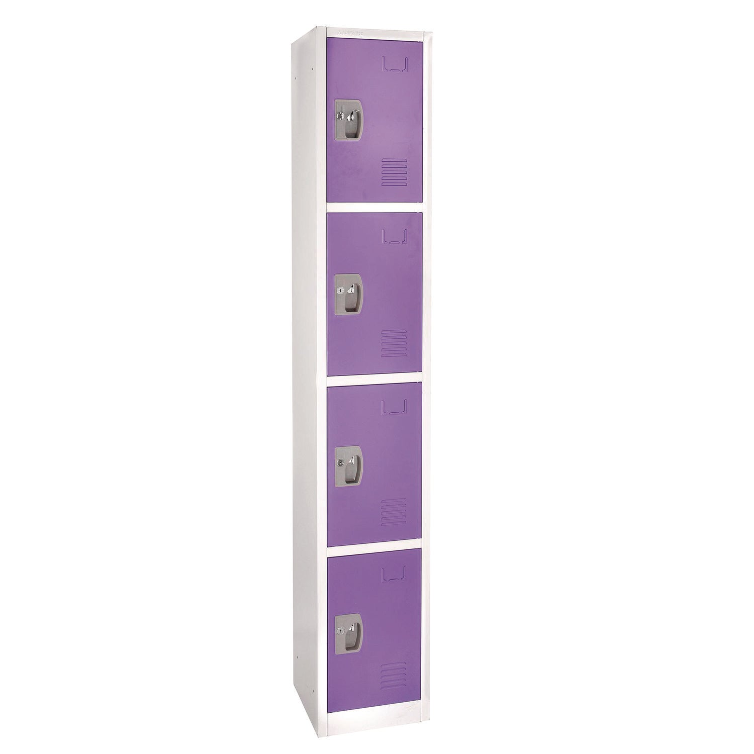 AdirOffice 4 Compartment Steel Storage Locker - 12x12x72 Inches, Purple - Perfect for Schools, Gyms & Office Organization