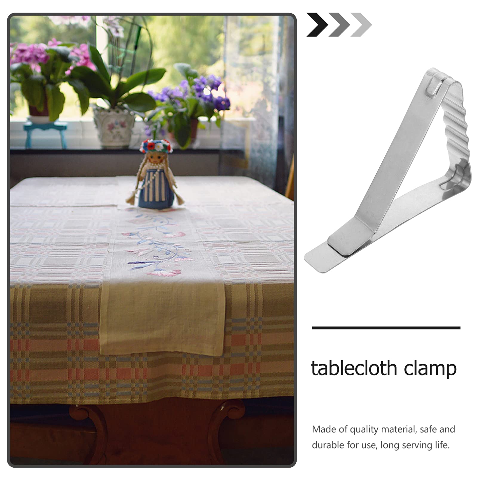 24 Pack Stainless Steel Wave Tablecloth Clips - Adjustable Outdoor Picnic Table Clamps for Indoor/Outdoor Use - Secure Table Linens for Parties, BBQs, Weddings & Dining Events