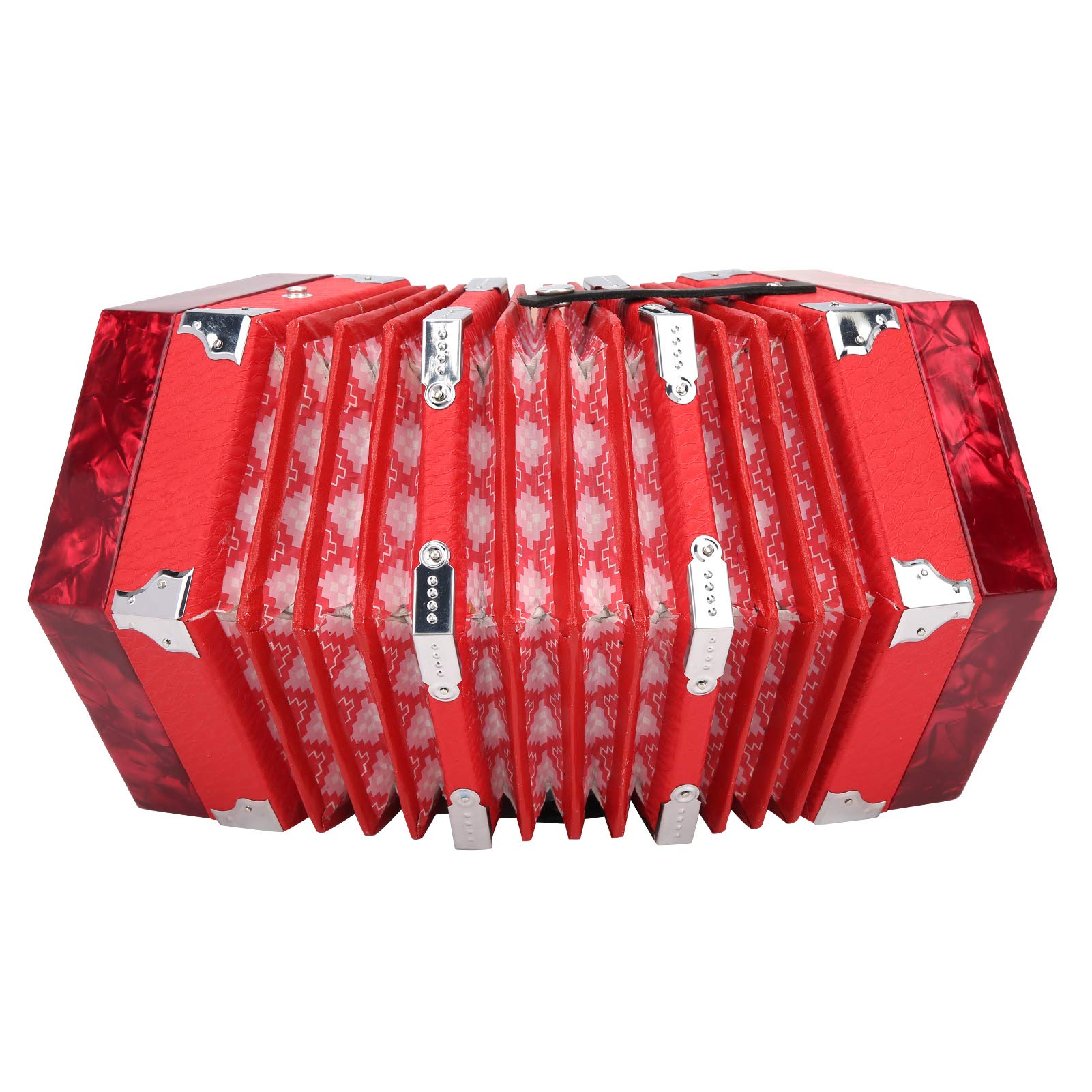 Professional 20-Button Concertina Accordion - Portable Musical Instrument for Adults, Beginners & Performers (Red) | Perfect for Folk Music, Irish Sessions & Travel Performances