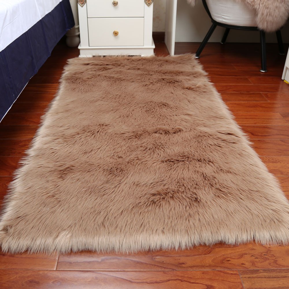 Luxury Faux Fur Sheepskin Area Rug - Soft Fluffy Rectangle Shaggy Carpet for Baby Bedroom, Living Room Floor, Sofa Decor & Home Decoration | Cozy Nursery Rug, Plush Throw Rug for Kids Room, Warm Accent Carpet for Winter