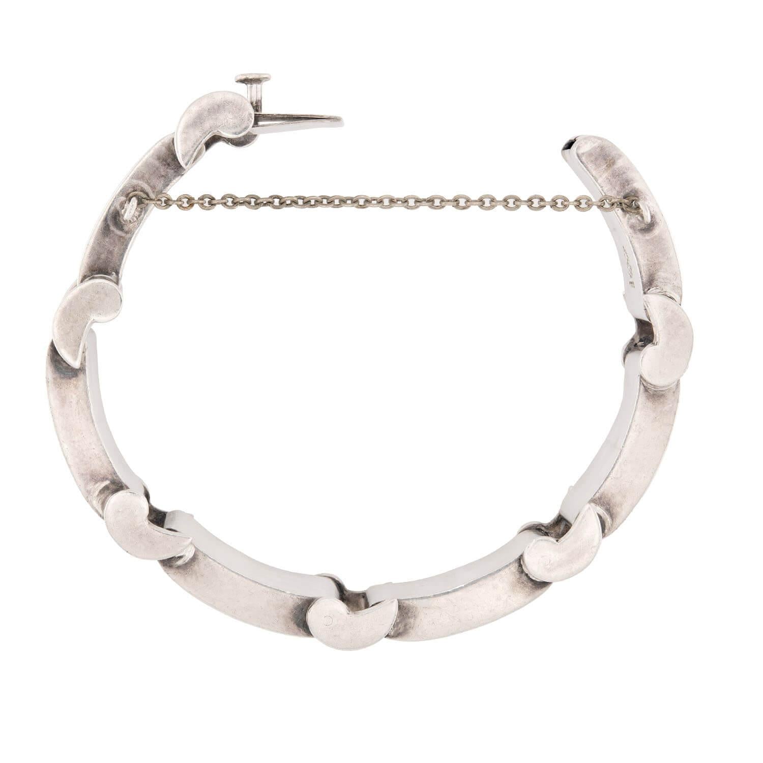 Vintage Mexican Sterling Silver Tire Track Link Bracelet - Handmade Taxco Jewelry for Women - Perfect for Boho, Hippie & Western Fashion Styles