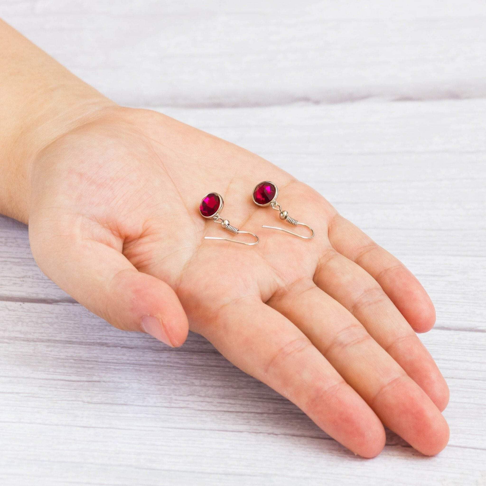 Ruby Zircondia® July Birthstone Earrings for Women - Elegant Drop Style