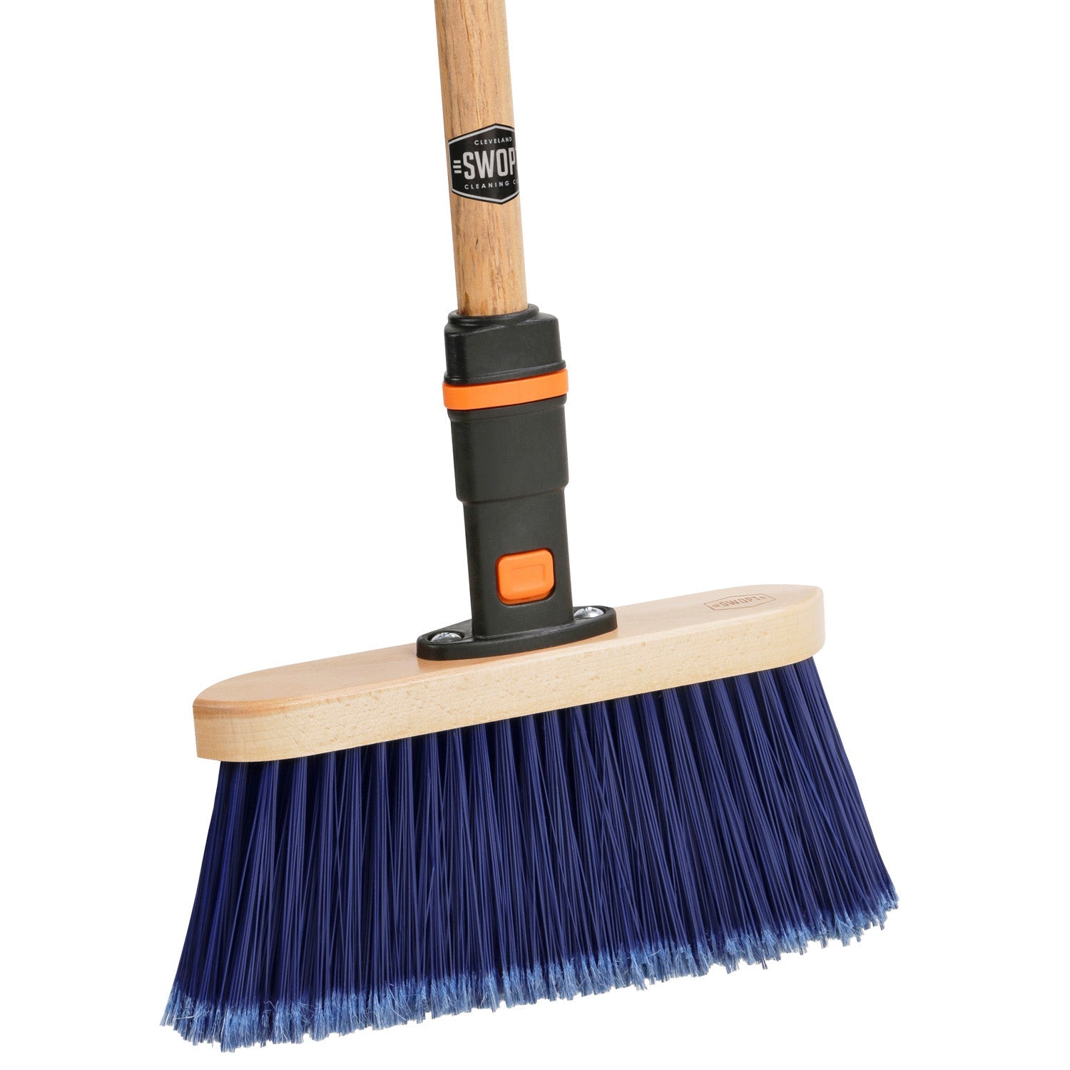 Premium 11-Inch Multi-Surface Angle Broom Head with 48-Inch Wood Handle - Heavy Duty Sweeping for Hardwood Floors, Tile & Outdoor Areas