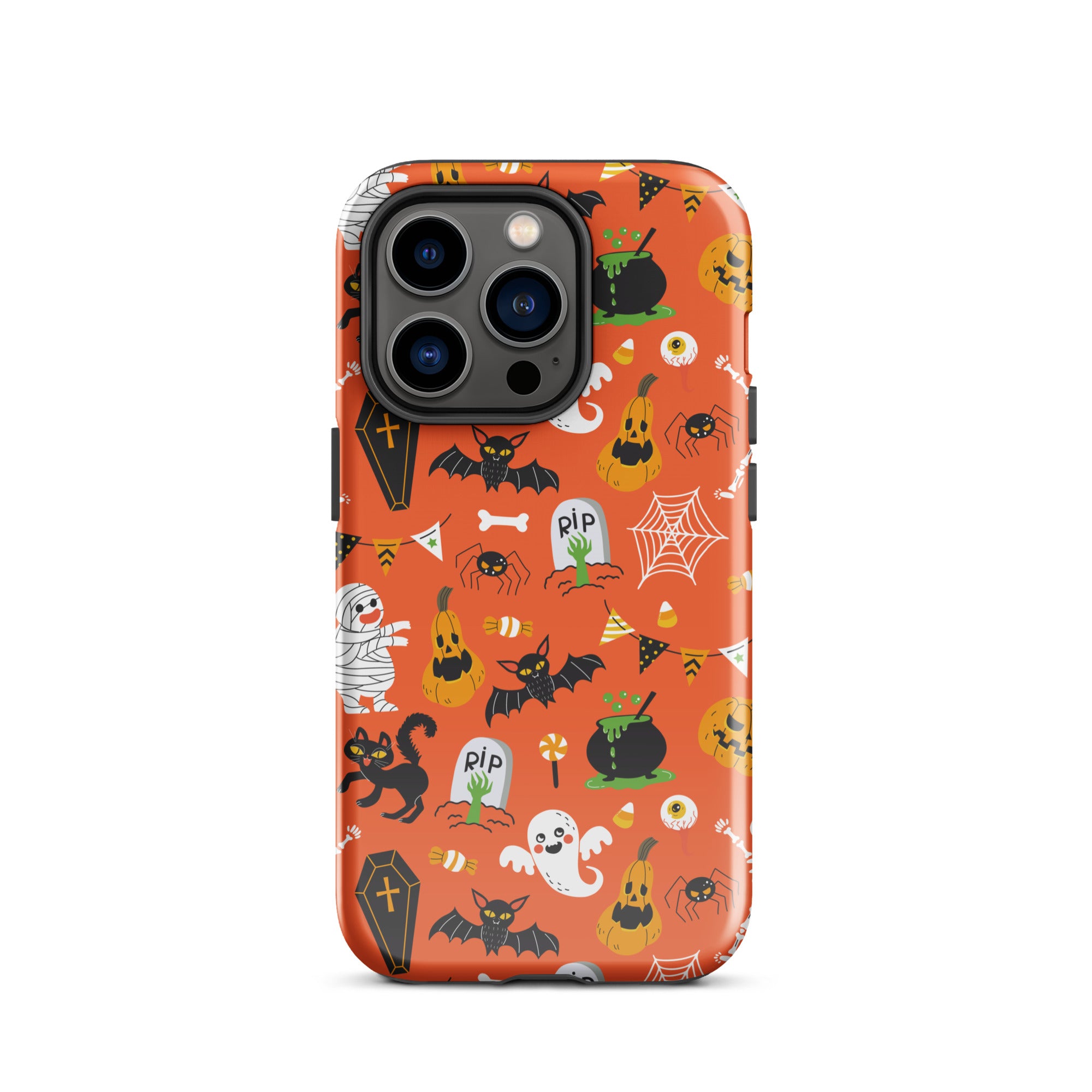 Spooky Night Guardian Premium iPhone Case - Halloween Protective Cover for iPhone 13/14/15 Pro Max - Cute Ghost Design Shockproof Phone Case for Night Out, Party & Daily Use