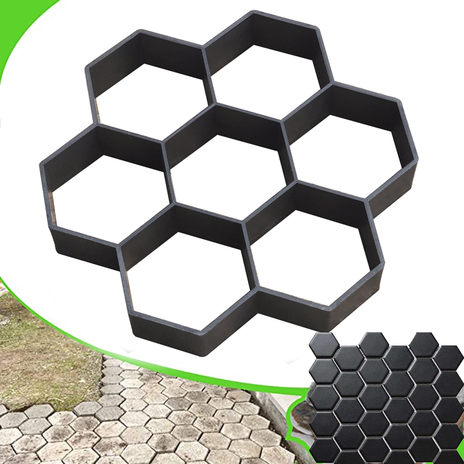 Reusable Path Maker Stone Mold for Concrete Walkway - DIY Garden Paving Pavement Mold for Patio & Yard (5pcs, 29.1x29.1x4.3cm, Black) - Perfect for Creating Beautiful Garden Paths & Landscaping Projects