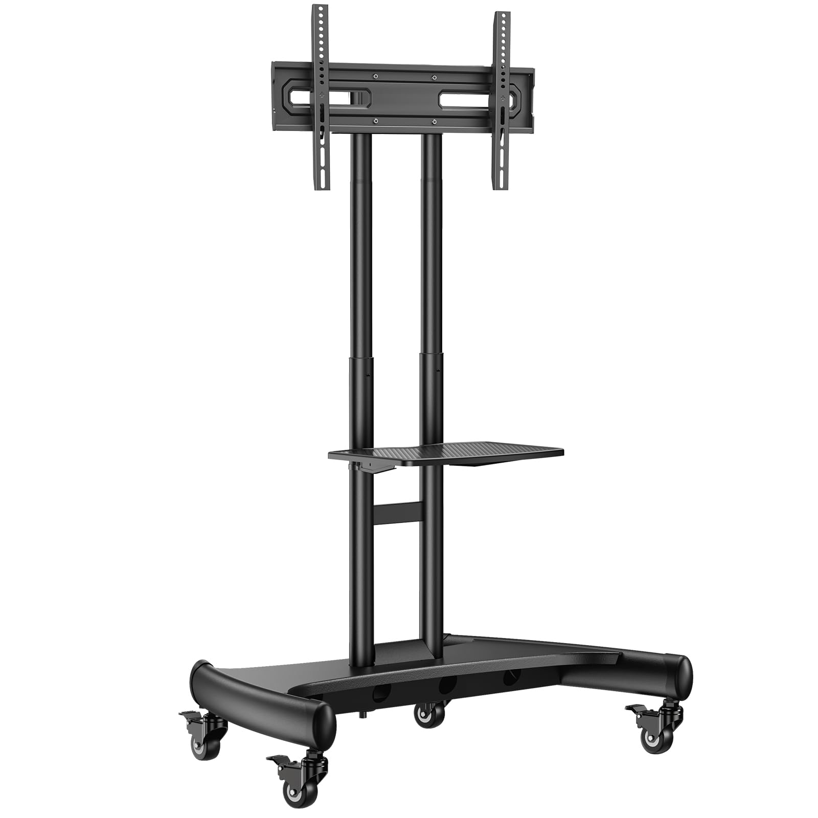 Perlegear Mobile TV Cart for 32-83 Inch Flat/Curved LED/LCD/OLED TVs - Adjustable Height Rolling TV Stand with Wheels, Max VESA 600x400mm & 100lbs Capacity - Perfect for Living Room, Bedroom, or Outdoor Entertainment Spaces