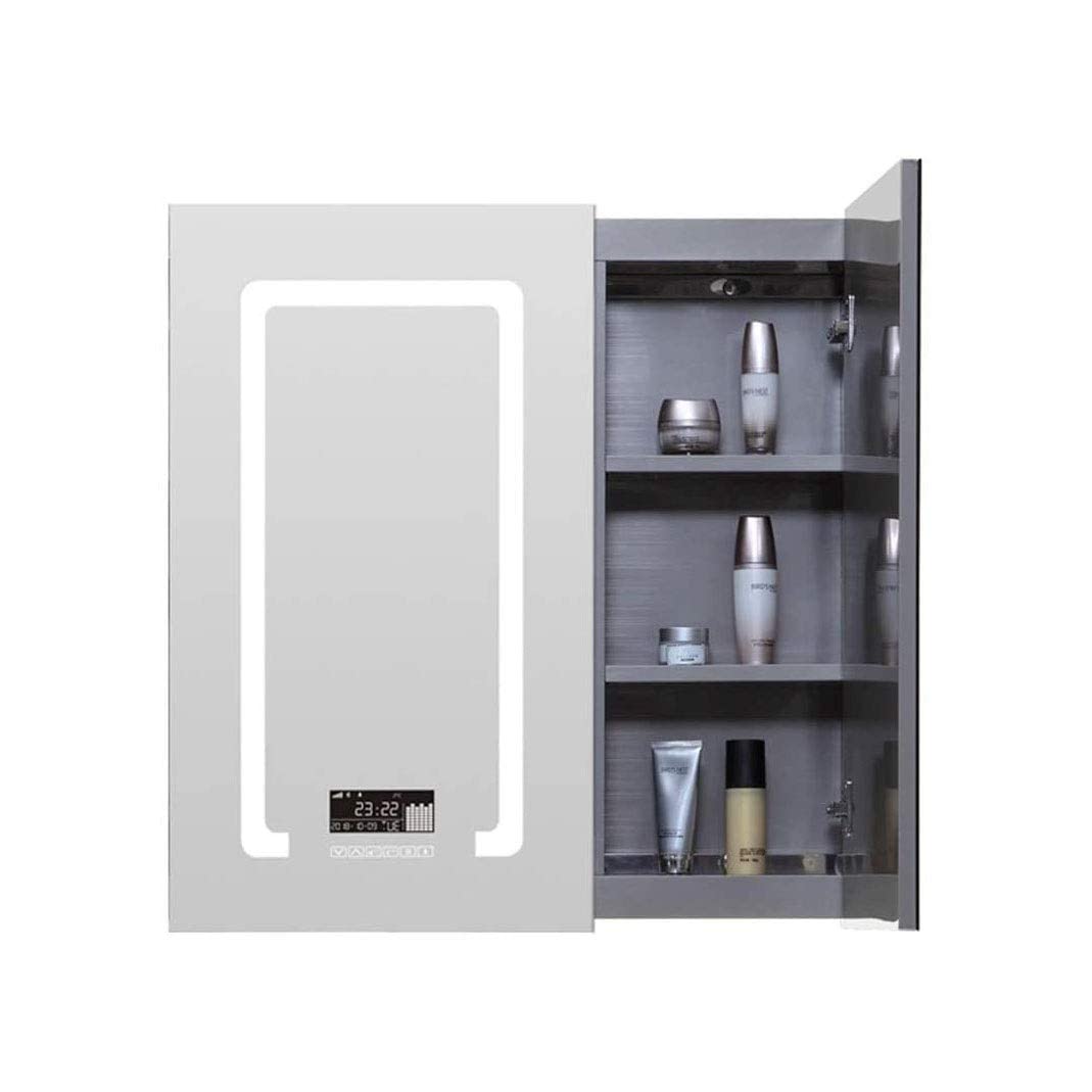 AWJ Wall Mounted Bathroom Mirror Cabinet with Digital Clock, Defogger & Touch Screen - Modern Storage Cupboard for Bathroom Organization | Perfect for Small Spaces, Apartments & Vanity Areas