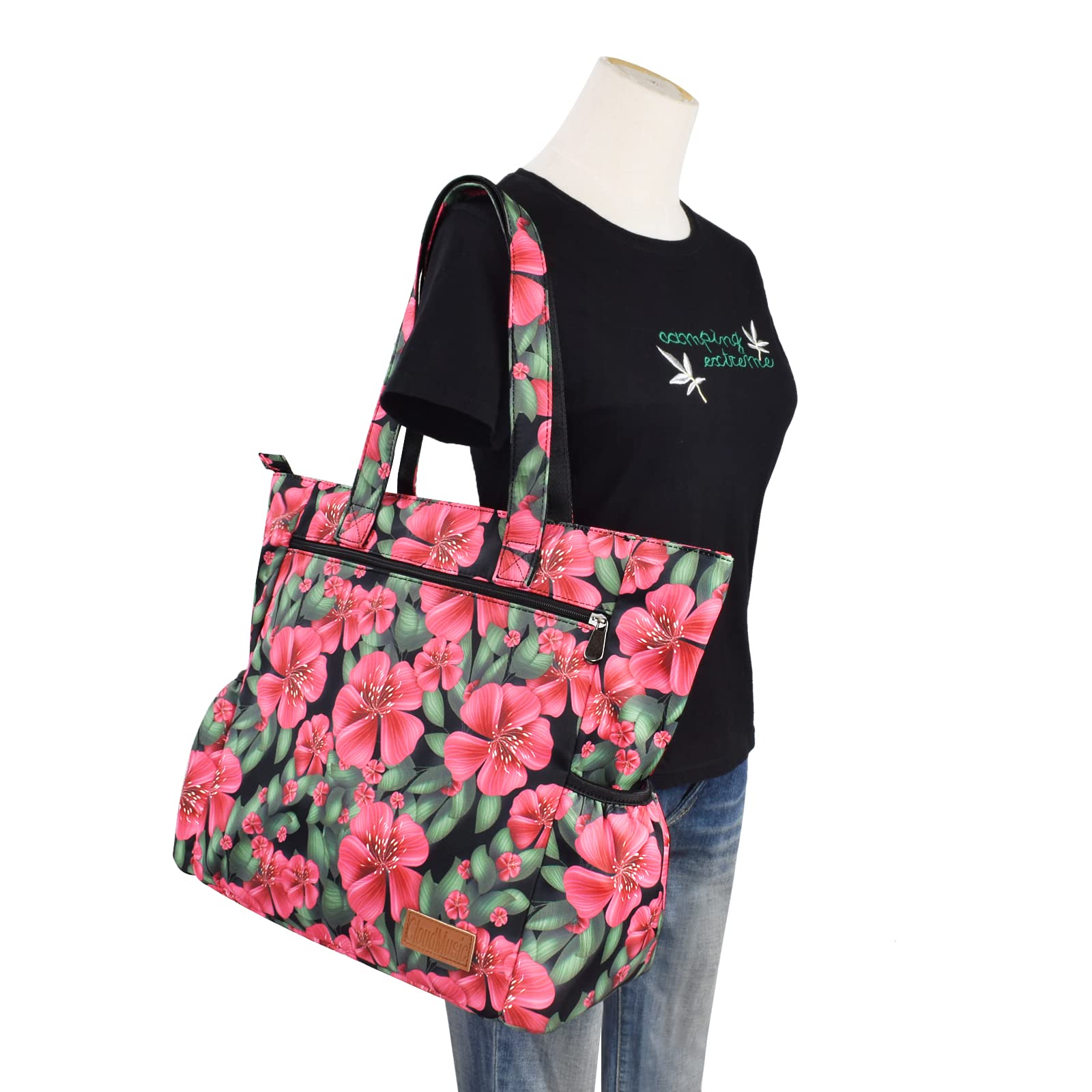 CLOUDMUSIC Large Waterproof Shoulder Tote Bag for Women - Perfect for Nurses, Teachers, Work, Gym, Travel & Beach - Spacious Multipurpose Carryall