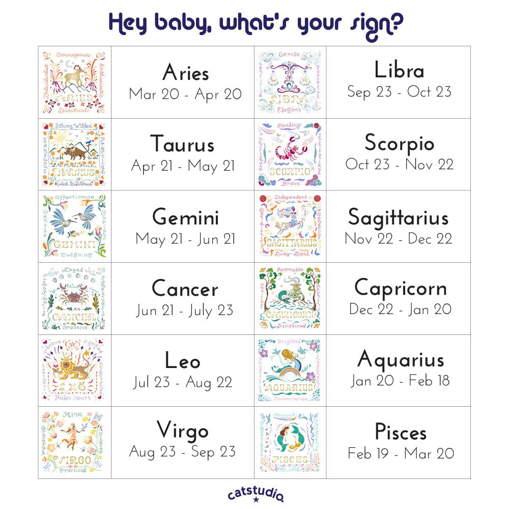Catstudio Astrology Hand Embroidered Aquarius Zodiac Sign Pillow - Decorative Throw & Couch Pillow for January & February Birthdays - Perfect Aquarius Gift for Home Decor, Sofa, Bedroom & Living Room