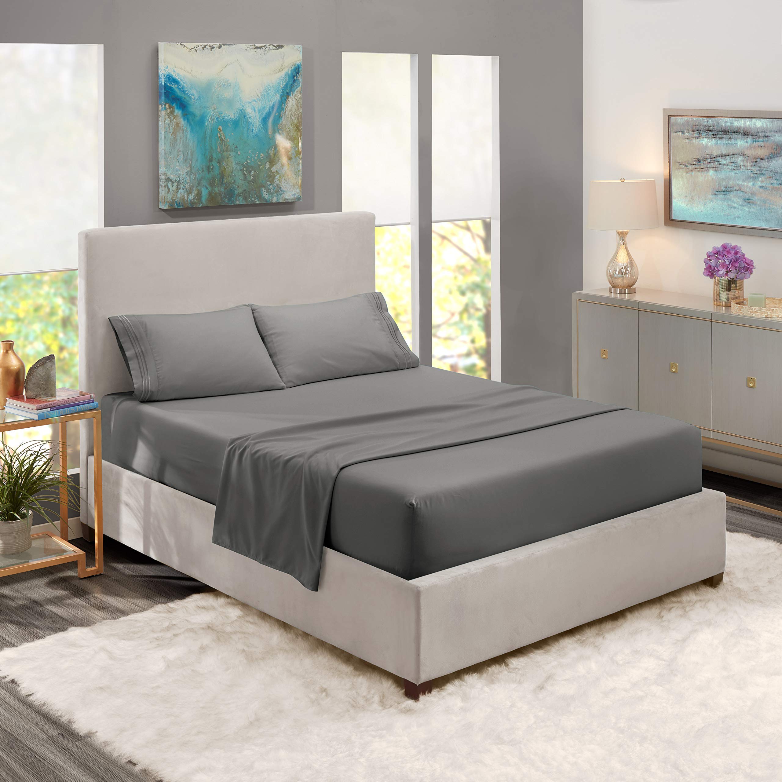 Premium 100% Combed Cotton 4-Piece Twin Bed Sheet Set - 800 Thread Count Ultra Soft Bedding with Extra Long Staple Cotton, Deep Pocket Fits Mattress Up to 14