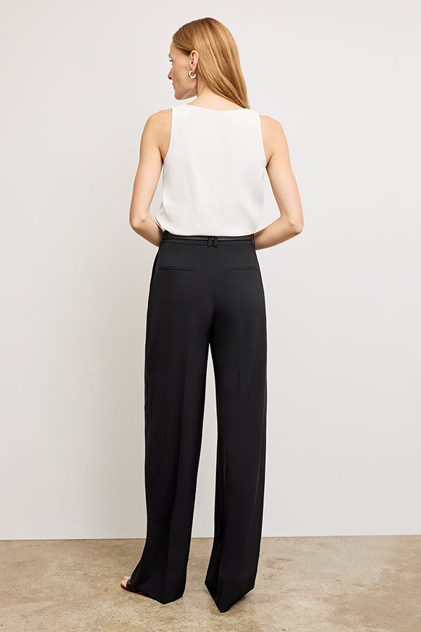 Rina Sculptural High-Waisted Pants - OrigamiTech Pleated Trousers in Black for Women | Office Wear & Evening Outfits