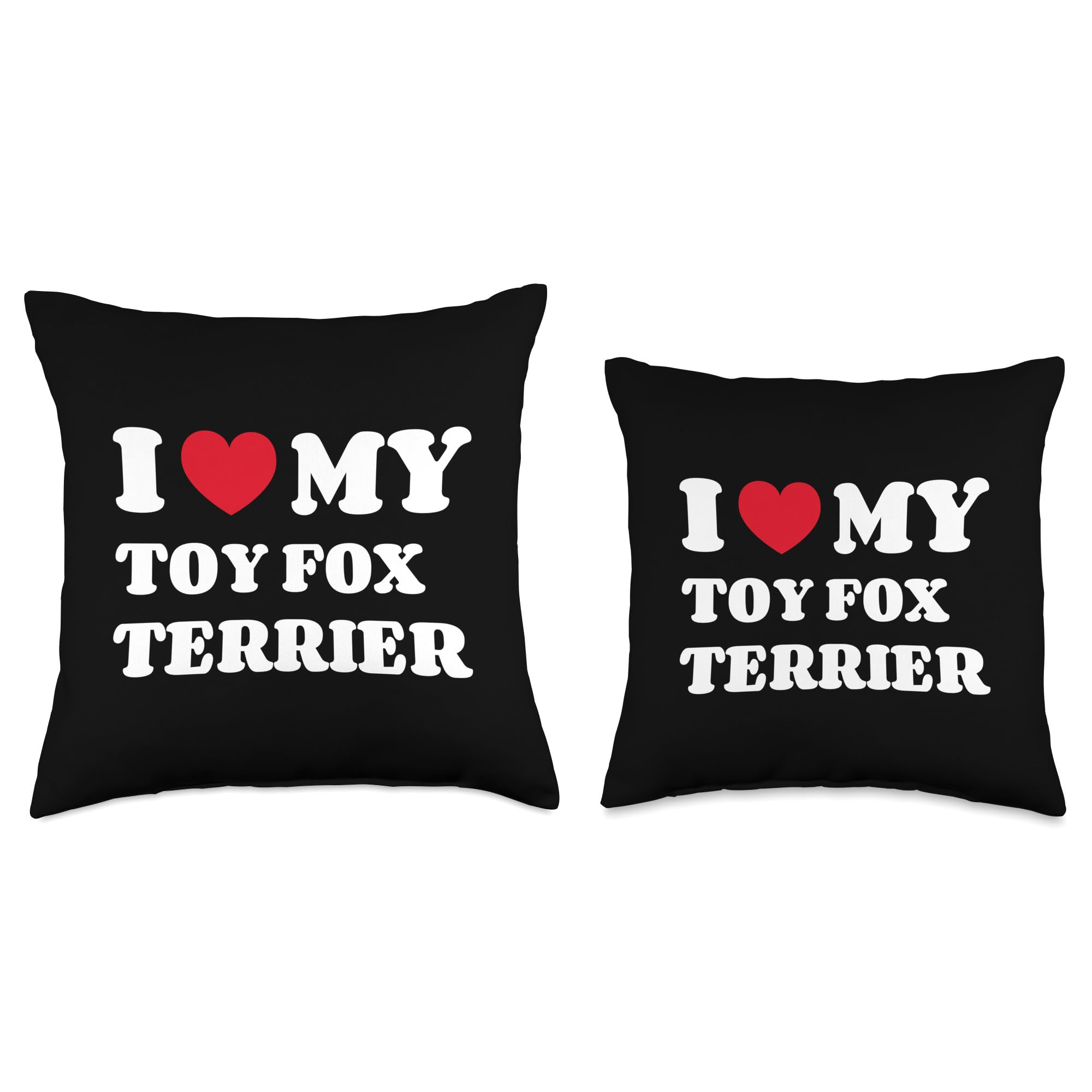 I Love My Toy Fox Terrier Throw Pillow - Cute Amertoy American Toy Terrier Decorative Pillow Cover for Dog Lovers, Home Decor, Living Room, Bedroom, Sofa