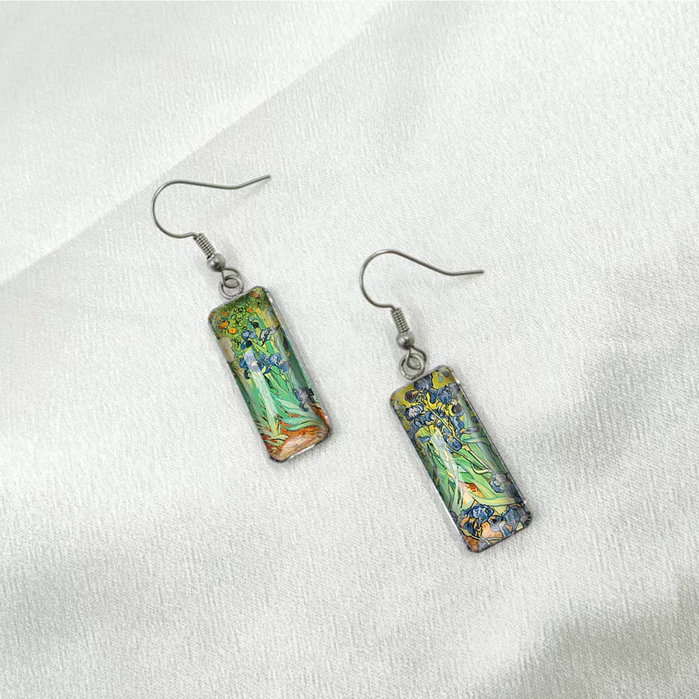 Van Gogh Starry Night Sunflower Dangle Earrings for Women - Abstract Art Drop Earrings - Boho Vintage Jewelry - Perfect for Parties, Weddings & Artistic Fashion