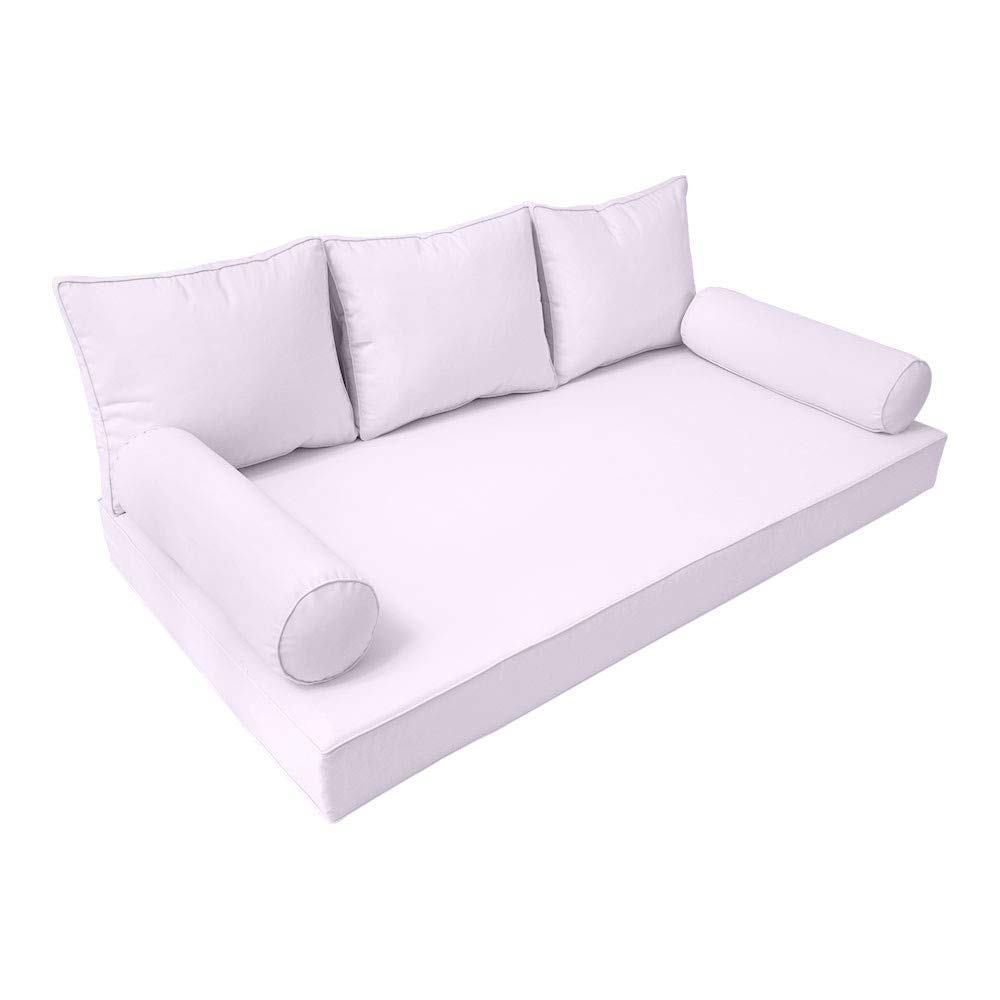 Prolinemax SLIPCOVER ONLY - S3 Outdoor Daybed Mattress Bolster Backrest Cushion Covers with Piped Trim for Twin-XL Size (AD107) - Perfect for Patio, Poolside & Garden Furniture Protection