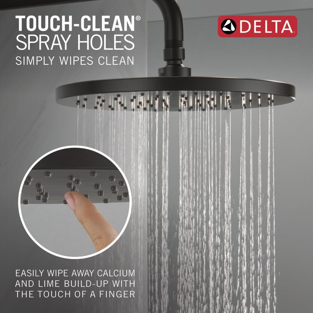 Delta Faucet Modern Raincan Round Single-Function Shower Valve Trim Kit in Matte Black - T14269-BL-PP (Valve Not Included) - Includes Rainfall Shower Head & Faucet Set for Luxurious Bathroom Upgrade - Perfect for Modern Home, Spa, and Hotel Style Bathrooms
