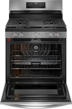 Frigidaire Gallery GCRG3060BD 30 Inch Gas Range with No Preheat & Air Fry Function - Black Stainless Steel for Modern Kitchens | Perfect for Baking, Roasting & Air Frying Family Meals