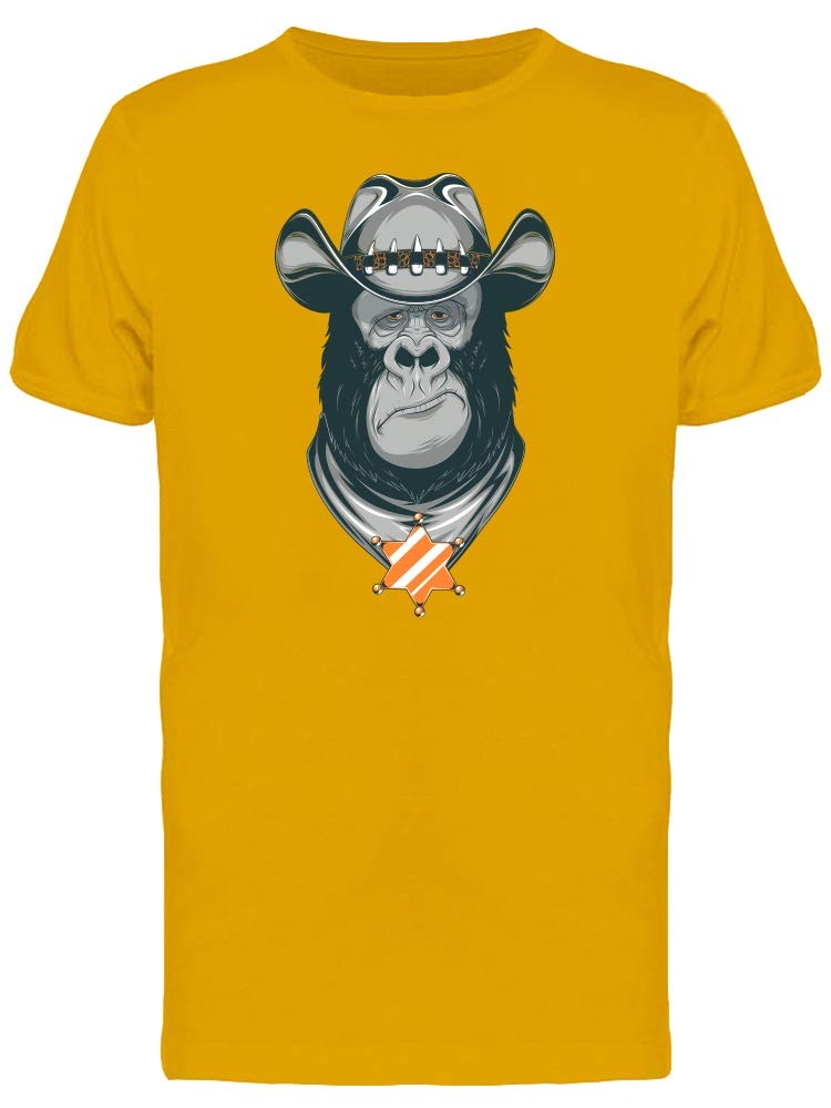 Funny Gorilla in Cowboy Hat T-Shirt for Men - Cool Graphic Novelty Tee for Western Parties & Casual Wear