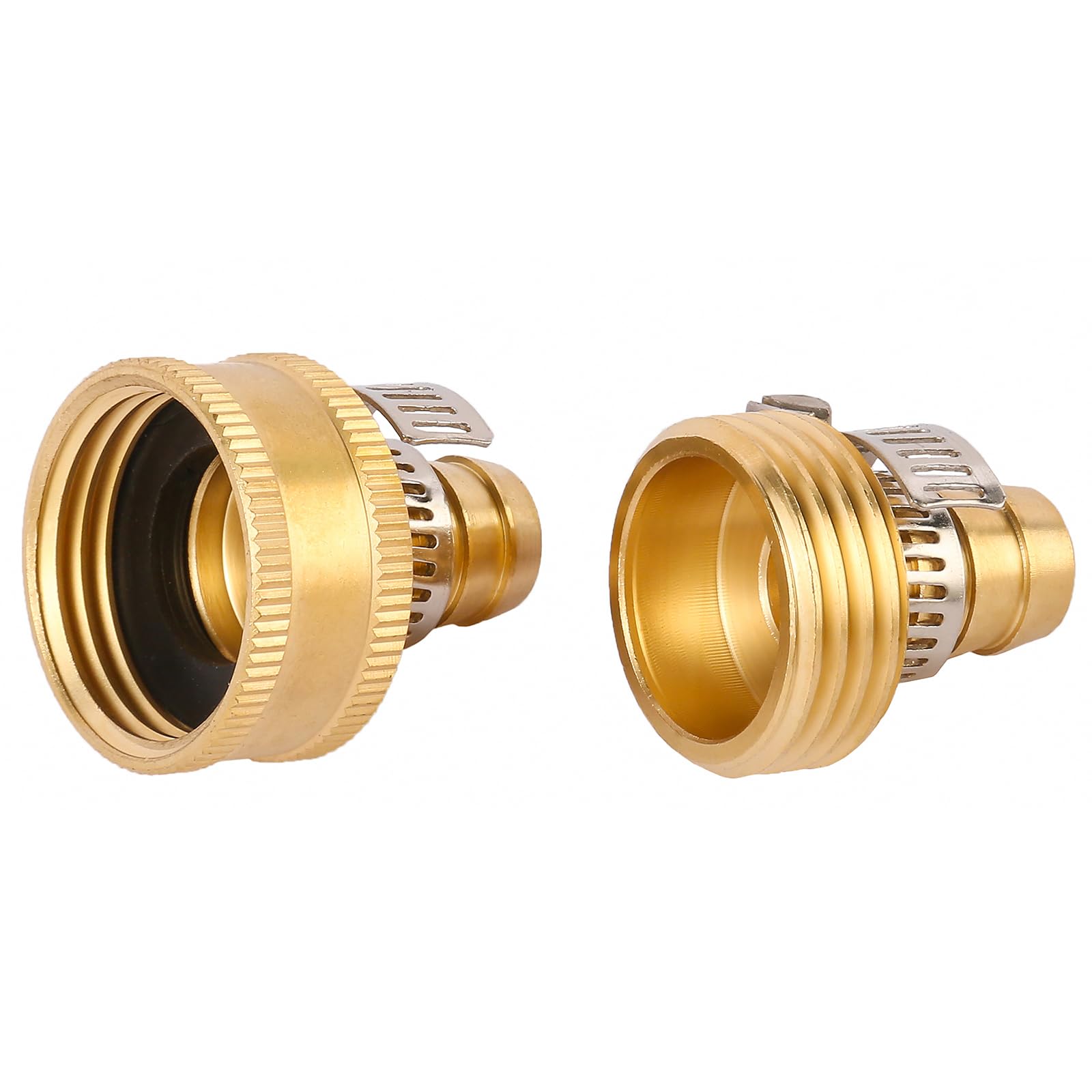 Premium Brass Garden Hose Connector Repair Kit with Stainless Steel Clamps - 1/2 Inch Water Hose Fitting Replacement - Perfect for Leaky Outdoor Faucets, Sprinkler Systems & Drip Irrigation