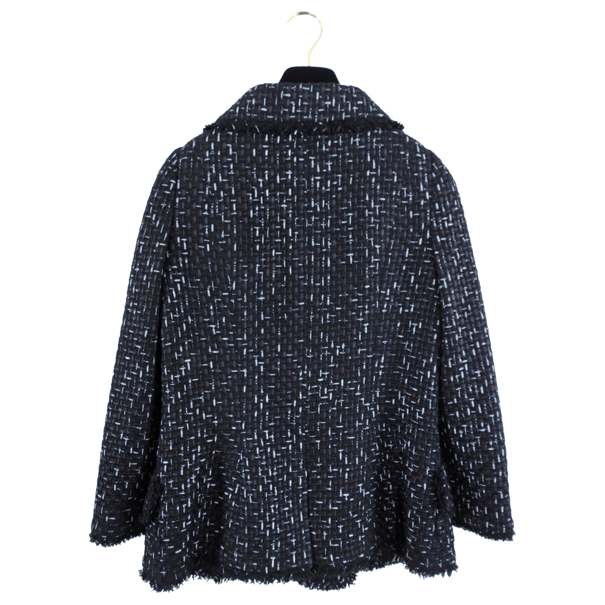 Chanel Paris Versailles Black Logo Ribbon Tweed Jacket Women's Size FR42 (US 10) - Elegant Luxury Blazer for Dinner Parties & Special Occasions