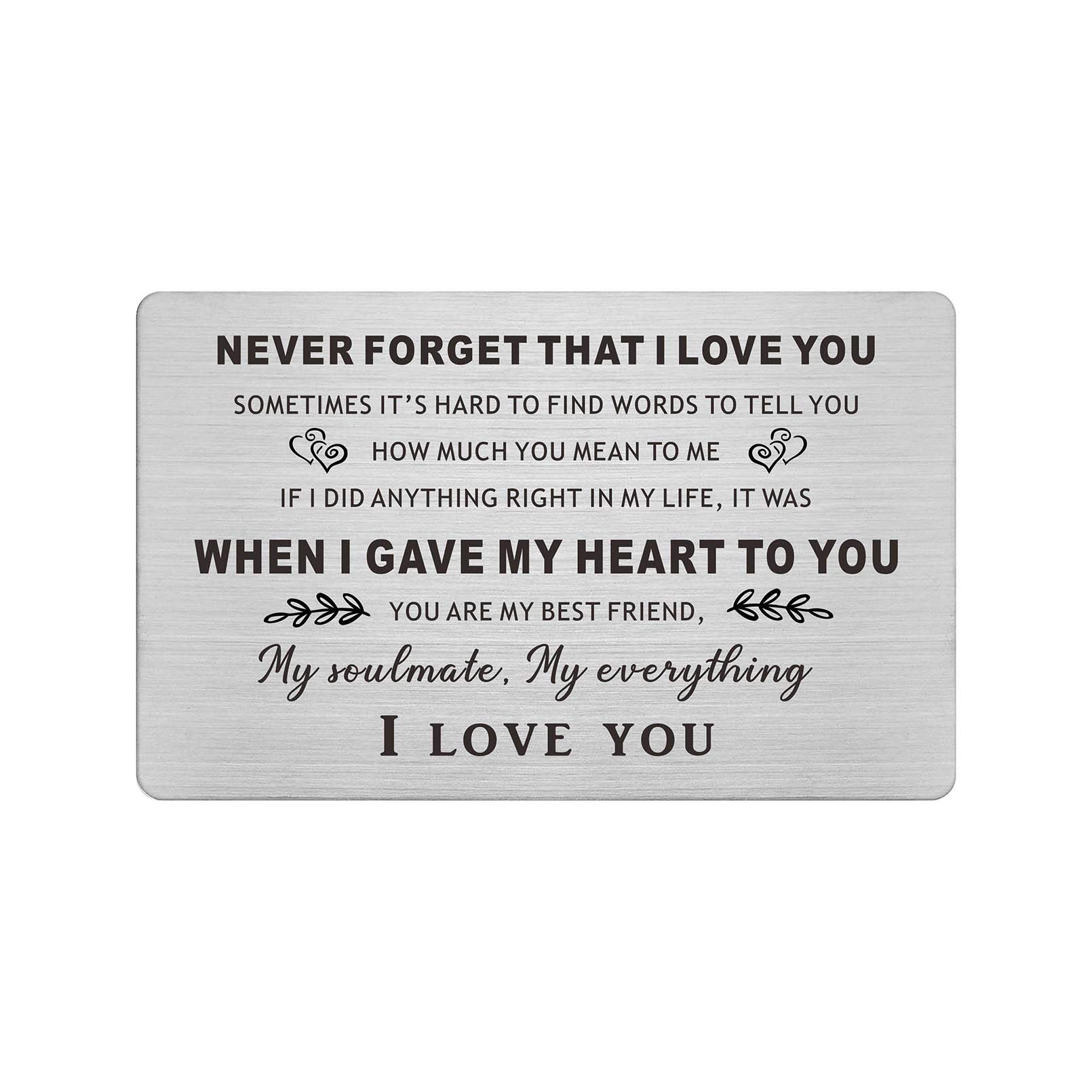 Personalized Engraved Wallet Card - Romantic Anniversary & Wedding Gift for Him, Husband, Groom | Thoughtful I Love You Keepsake for Christmas, Valentines Day | Perfect Soulmate Gift for Everyday Carry