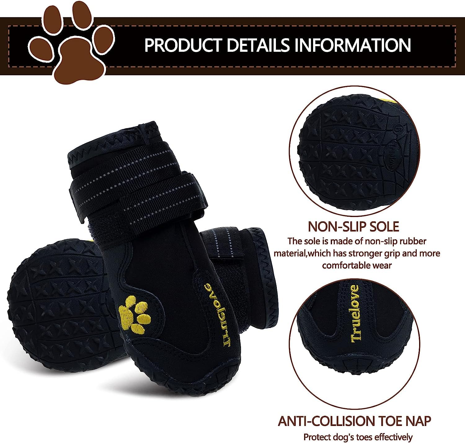 Expawlorer Dog Boots for Large Dogs - Waterproof Winter Paw Protectors with Anti-Slip Rugged Sole | Outdoor Snow, Rain & Hot Pavement Protection | Ideal for Hiking, Walking & Daily Use (Black)