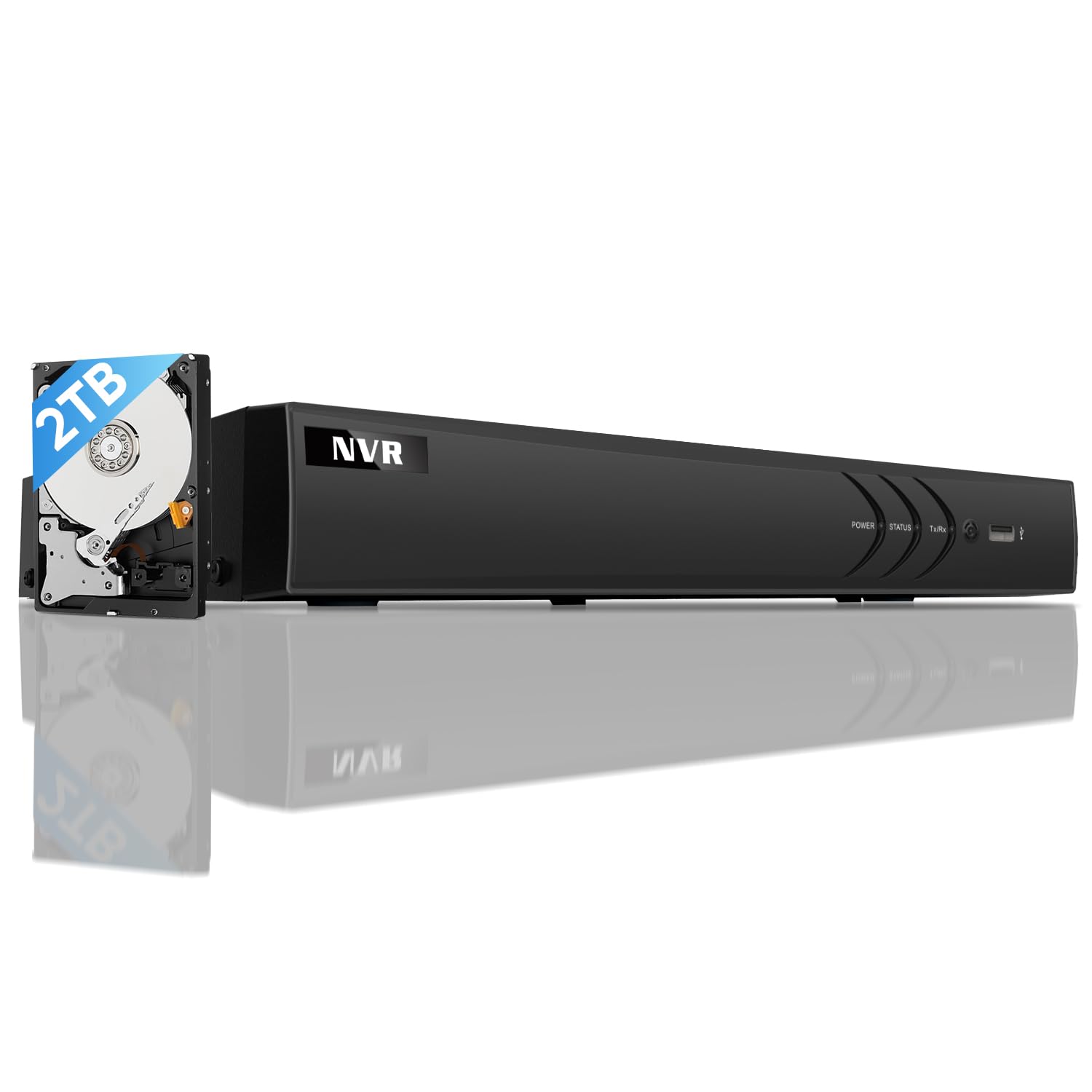 4K 8CH POE NVR 7608 - 8 Channel PoE Network Video Recorder with 2TB HDD, 4K/5MP/4MP/3MP/1080P HD, H.265+, Human & Vehicle Detection, Audio Support - Ideal for Home Security & Business Surveillance Systems