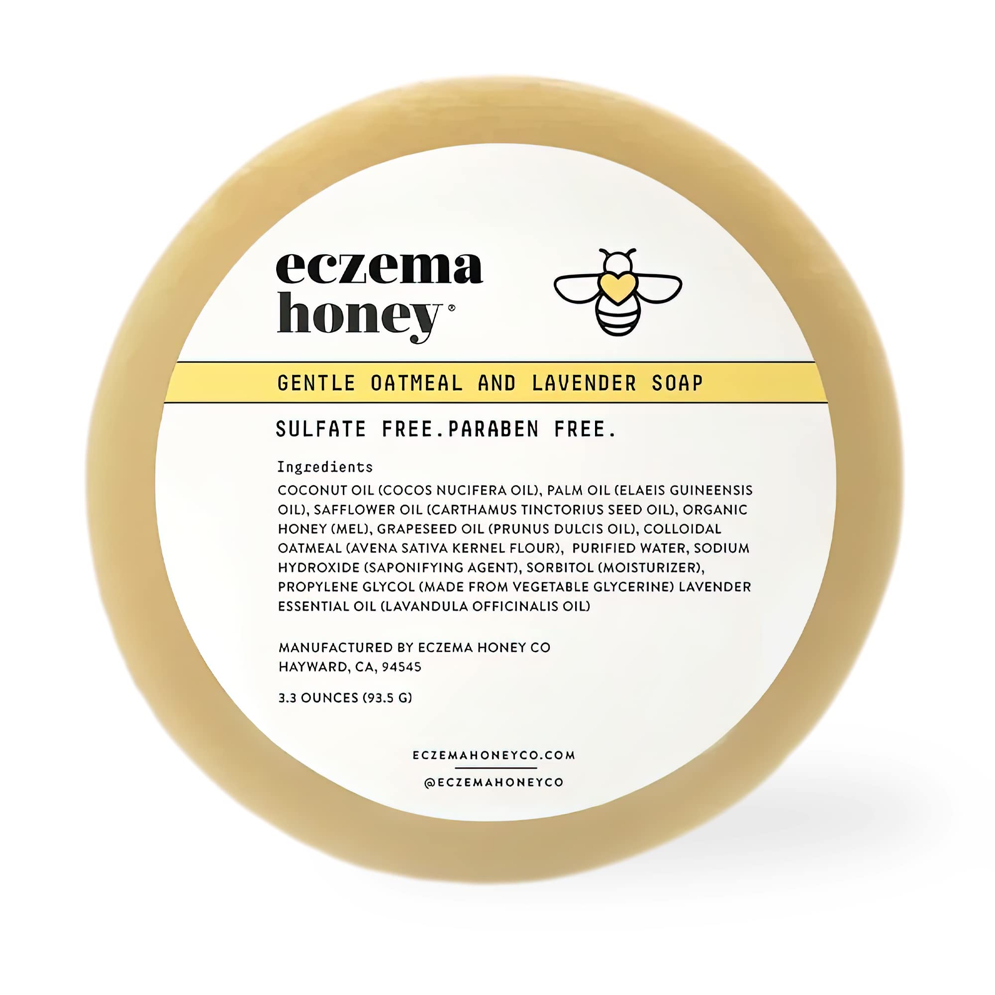 Eczema Relief Soap with Oatmeal & Lavender - Natural Body Wash for Dry, Itchy, Sensitive Skin - Gentle Daily Cleanser for Adults & Kids (3.3 oz) - Perfect for Shower, Bath & Hand Washing