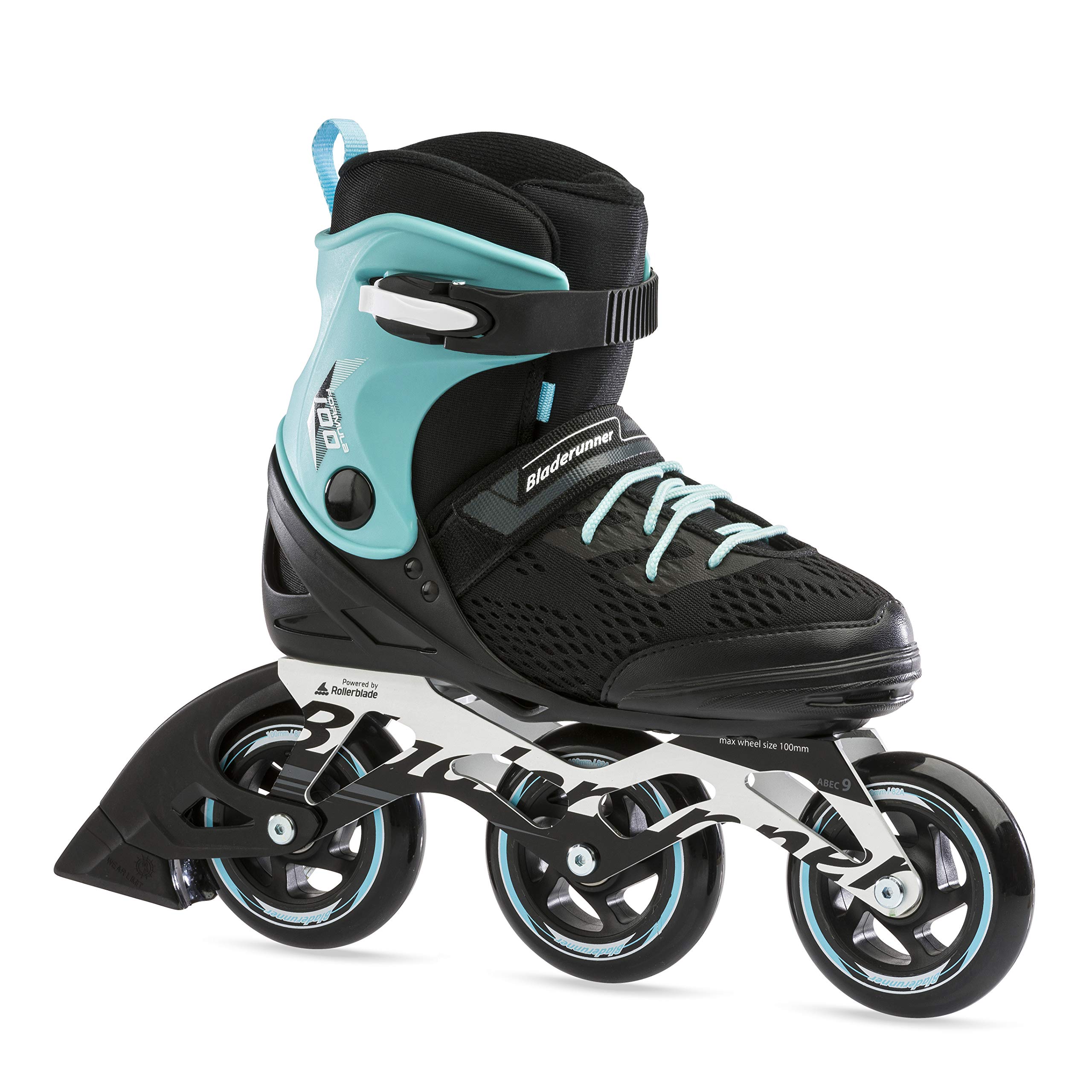 Rollerblade Formula 100 Women's Adult Fitness Inline Skates - Black & Light Blue | High-Performance Bladerunner for Outdoor & Indoor Skating, Exercise & Recreation