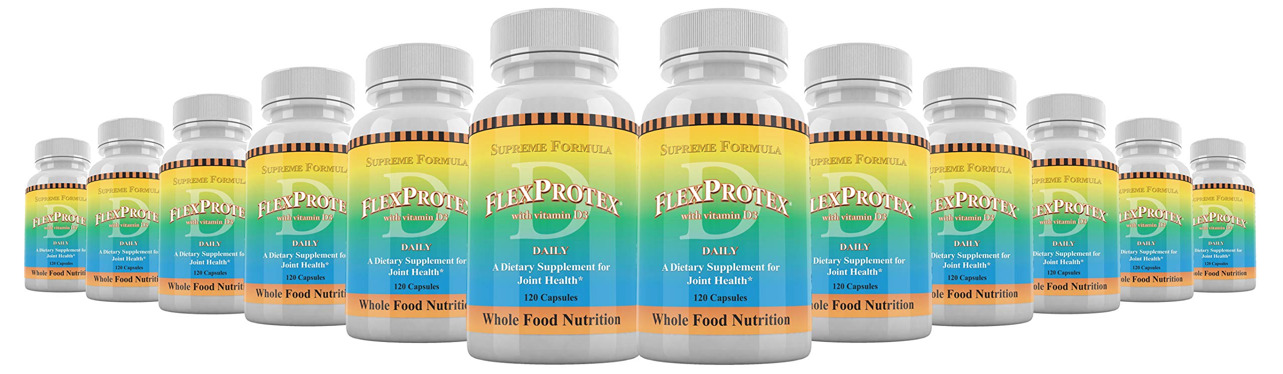 Flexprotex D Joint Muscle Bone Support Supplement with Turmeric, Glucosamine, Chondroitin, Ashwagandha, Bromelain & Yucca - 12 Bottles (1,440 Capsules) - Supports Mobility, Reduces Inflammation & Promotes Joint Health for Active Lifestyles & Aging Adults