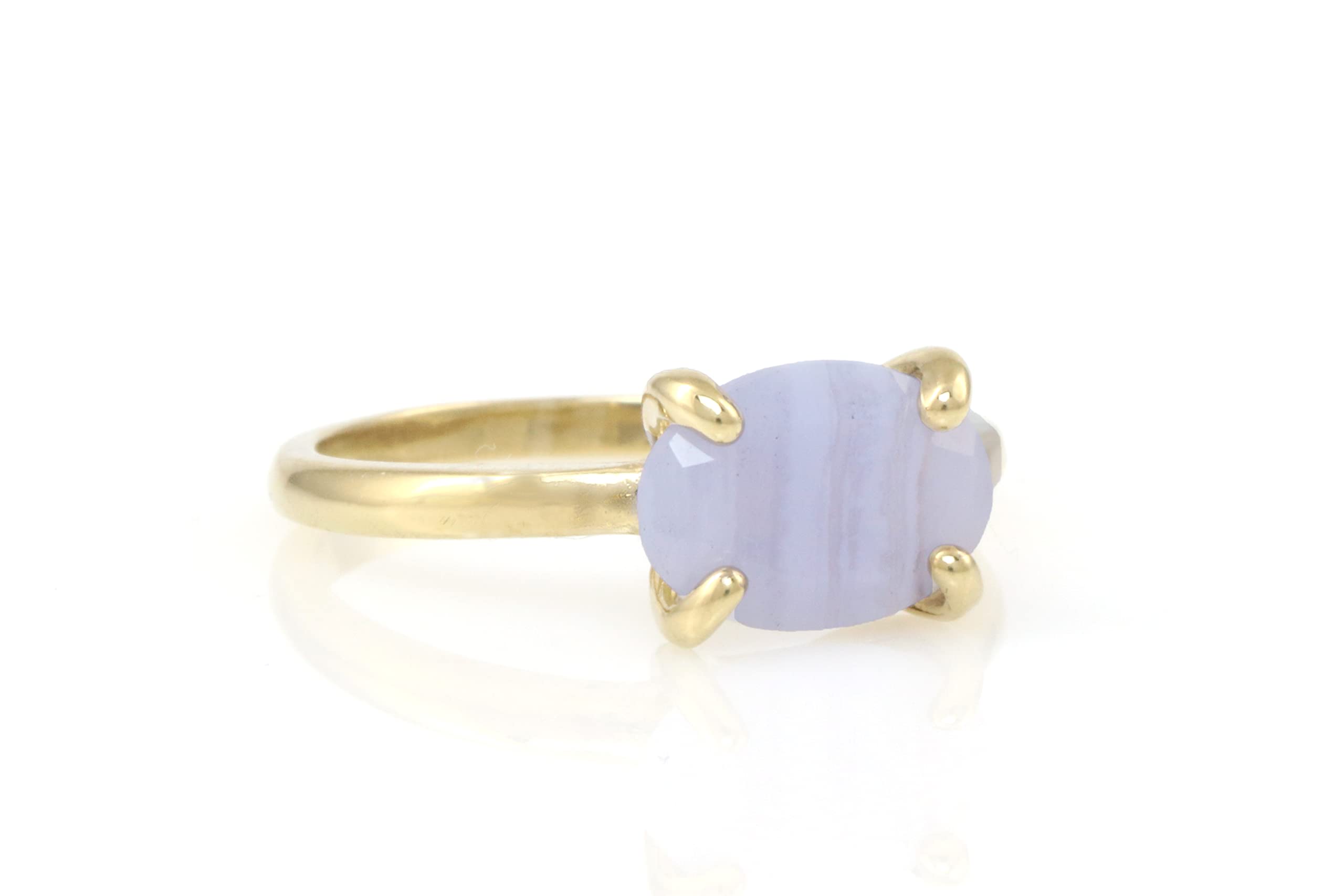 Delicate Lace Agate Solitaire Ring for Women - Handmade Oval Engagement Ring with Customizable Band - Stackable Everyday Jewelry Gift for Anniversary, Wedding & Romantic Occasions