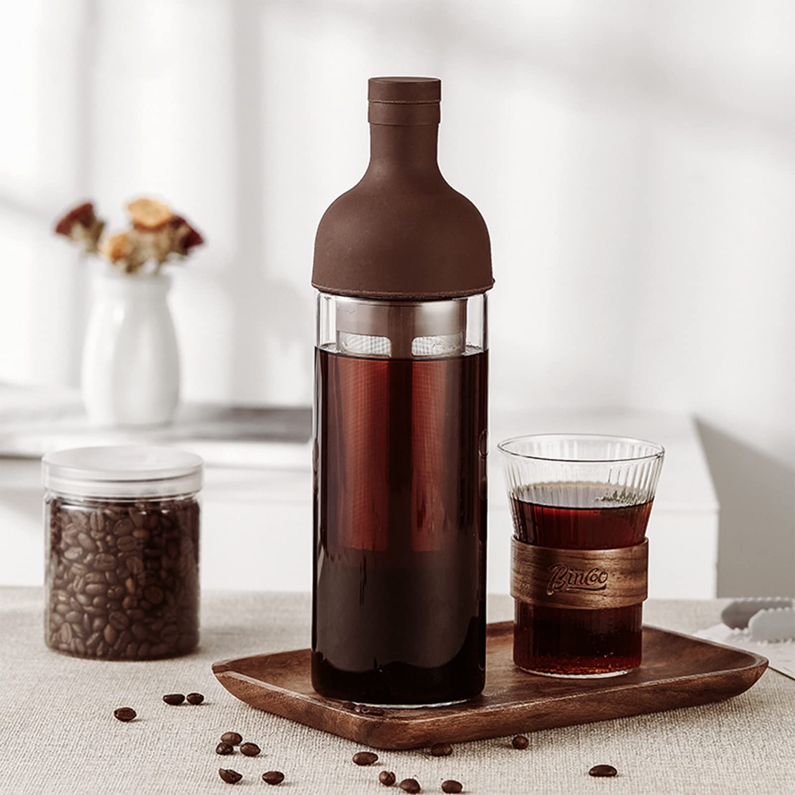 Premium 1000ML Cold Brew Coffee Maker - Glass & Silicone Iced Coffee Pot for Espresso, Tea, and Cold Brew | Perfect for Home, Office & Outdoor Use
