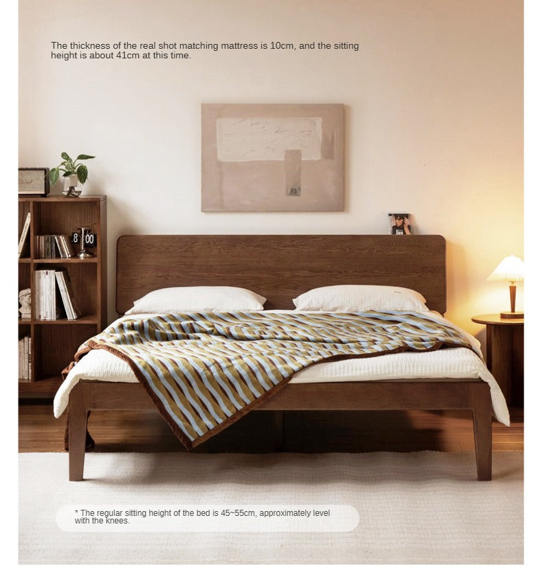 Solid Oak Wood High Back King Size Bed Frame - Sturdy & Elegant for Master Bedroom, Guest Room, or Luxury Hotel Decor